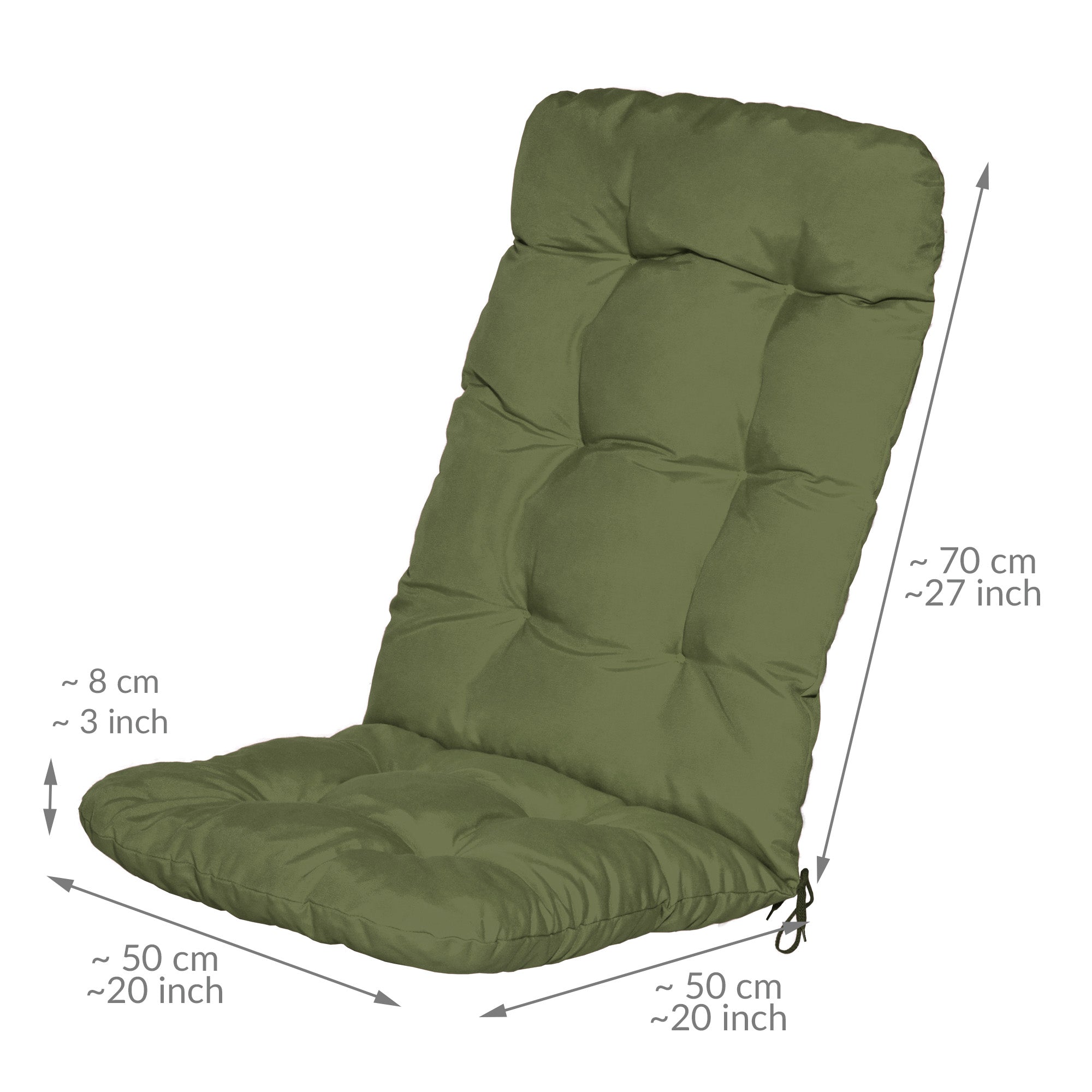 Beautissu Hochlehner Auflage 120x50x8 cm für Gartenstuhl mit extra dicker Polsterung und UV-beständigem Polyesterbezug