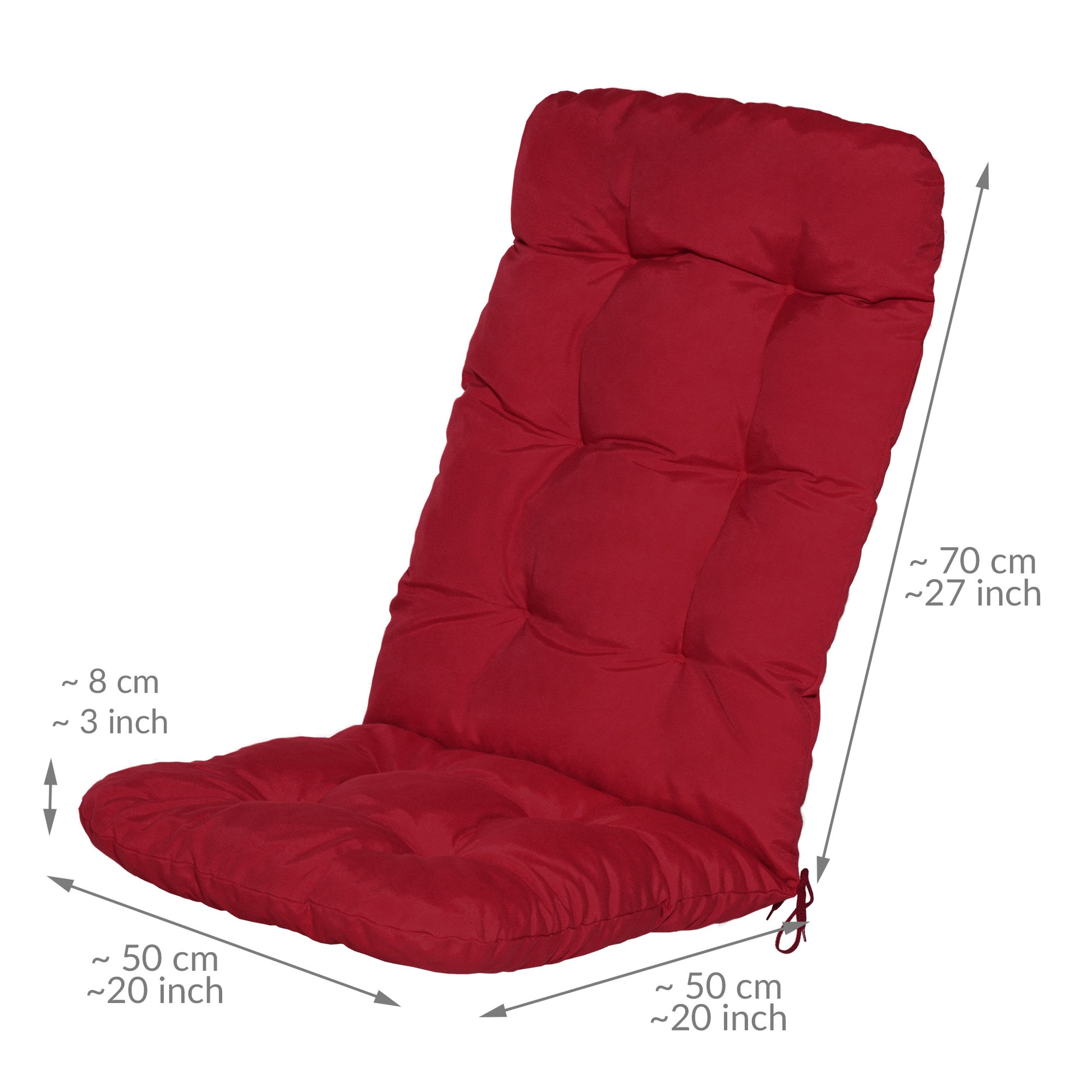 Beautissu Hochlehner Stuhlauflage 120x50x8 cm  – Gartenstuhl Sitzkisse