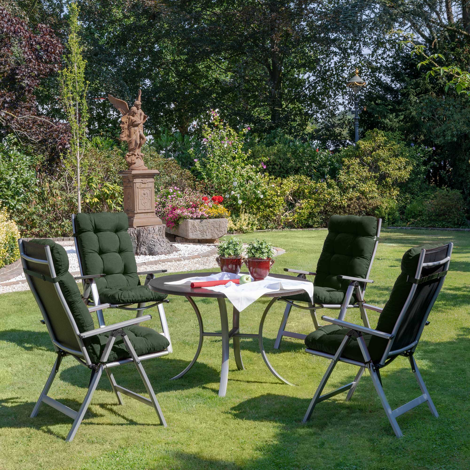 Beautissu Hochlehner Stuhlauflage 120x50x8 cm  – Gartenstuhl Sitzkisse