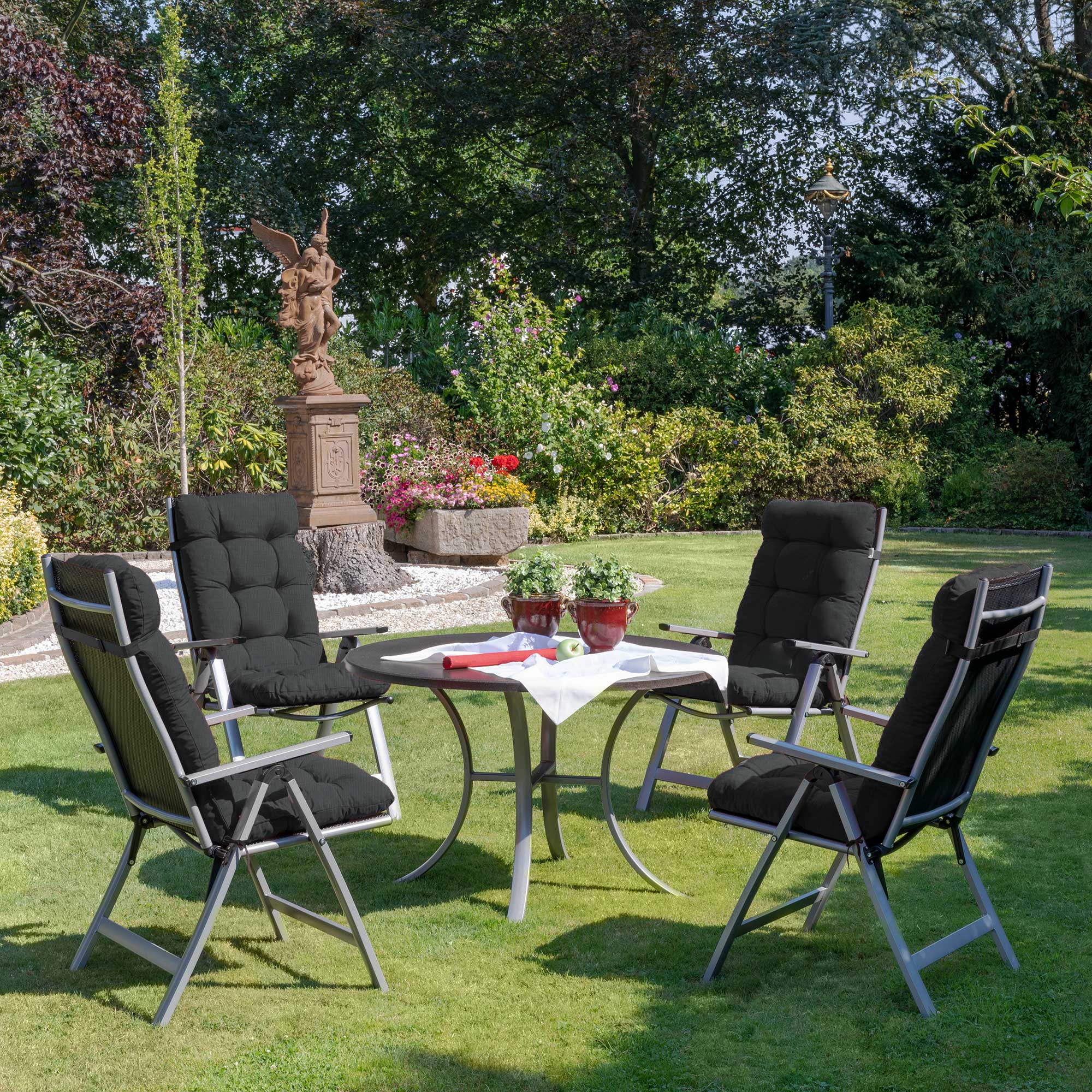 Beautissu Hochlehner Stuhlauflage 120x50x8 cm  – Gartenstuhl Sitzkisse