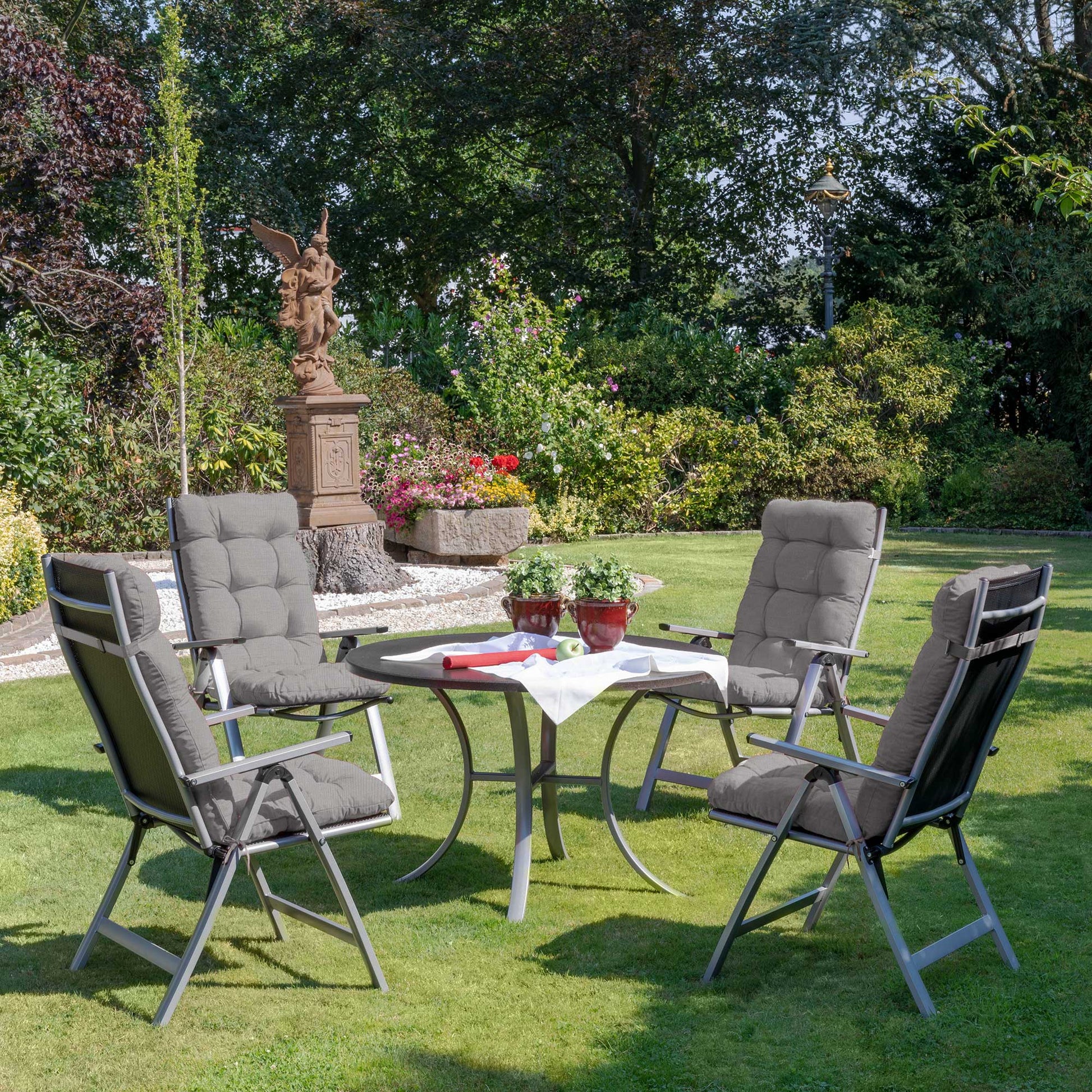 Beautissu Hochlehner Stuhlauflage 120x50x8 cm  – Gartenstuhl Sitzkisse