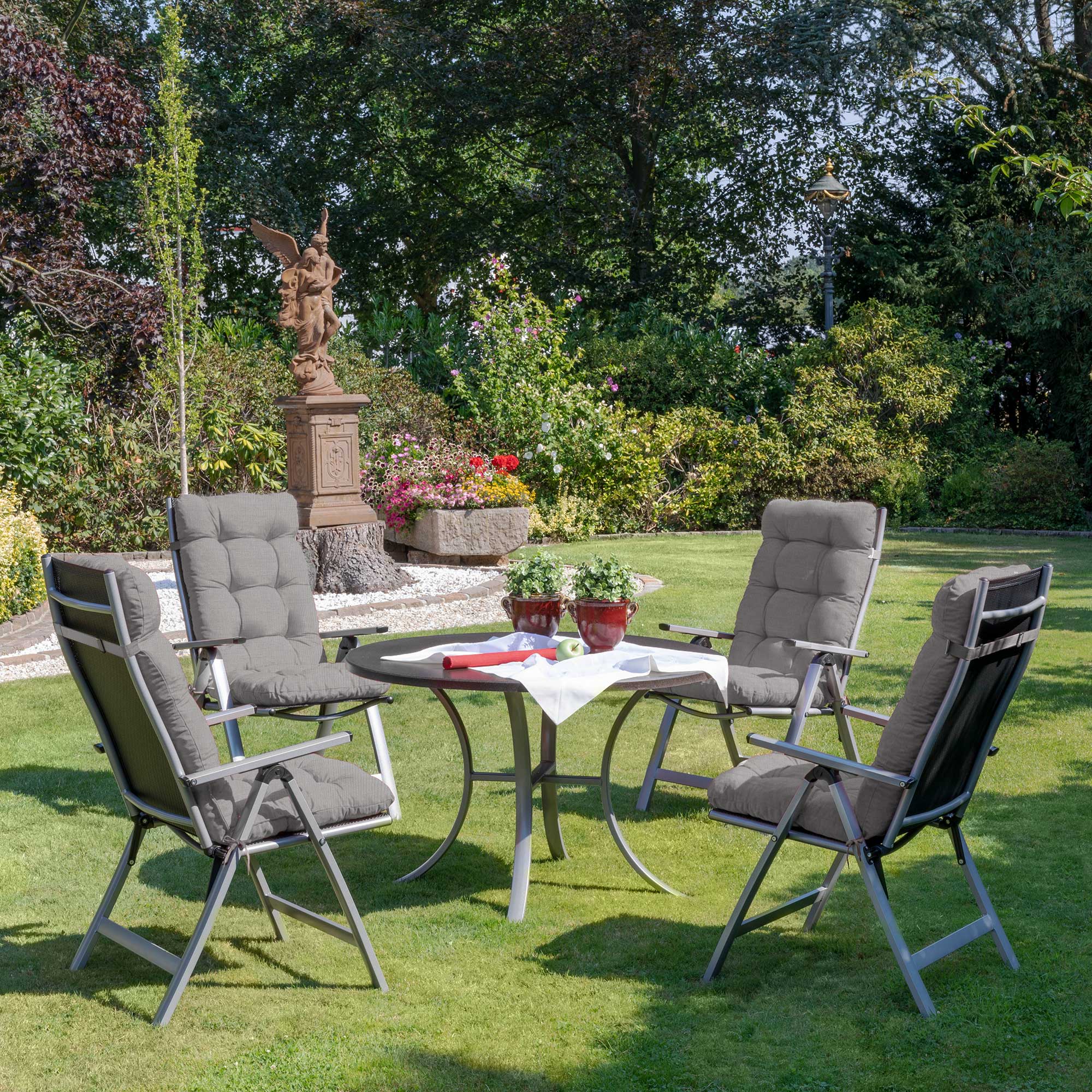 Beautissu Hochlehner Stuhlauflage 120x50x8 cm  – Gartenstuhl Sitzkisse