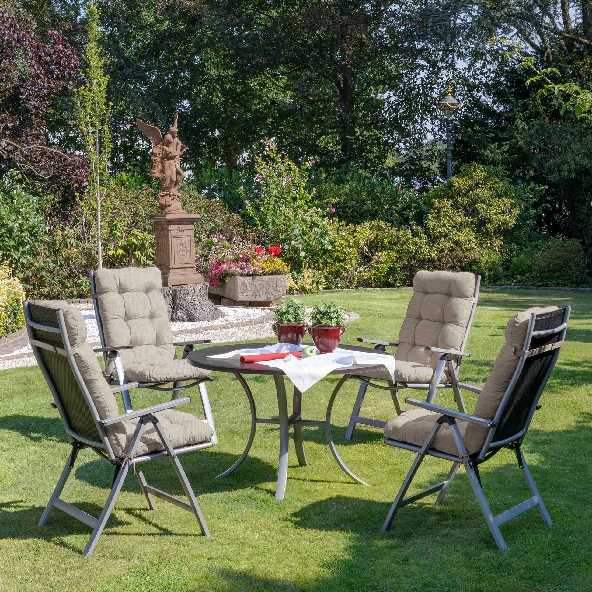 Beautissu Hochlehner Stuhlauflage 120x50x8 cm  – Gartenstuhl Sitzkisse