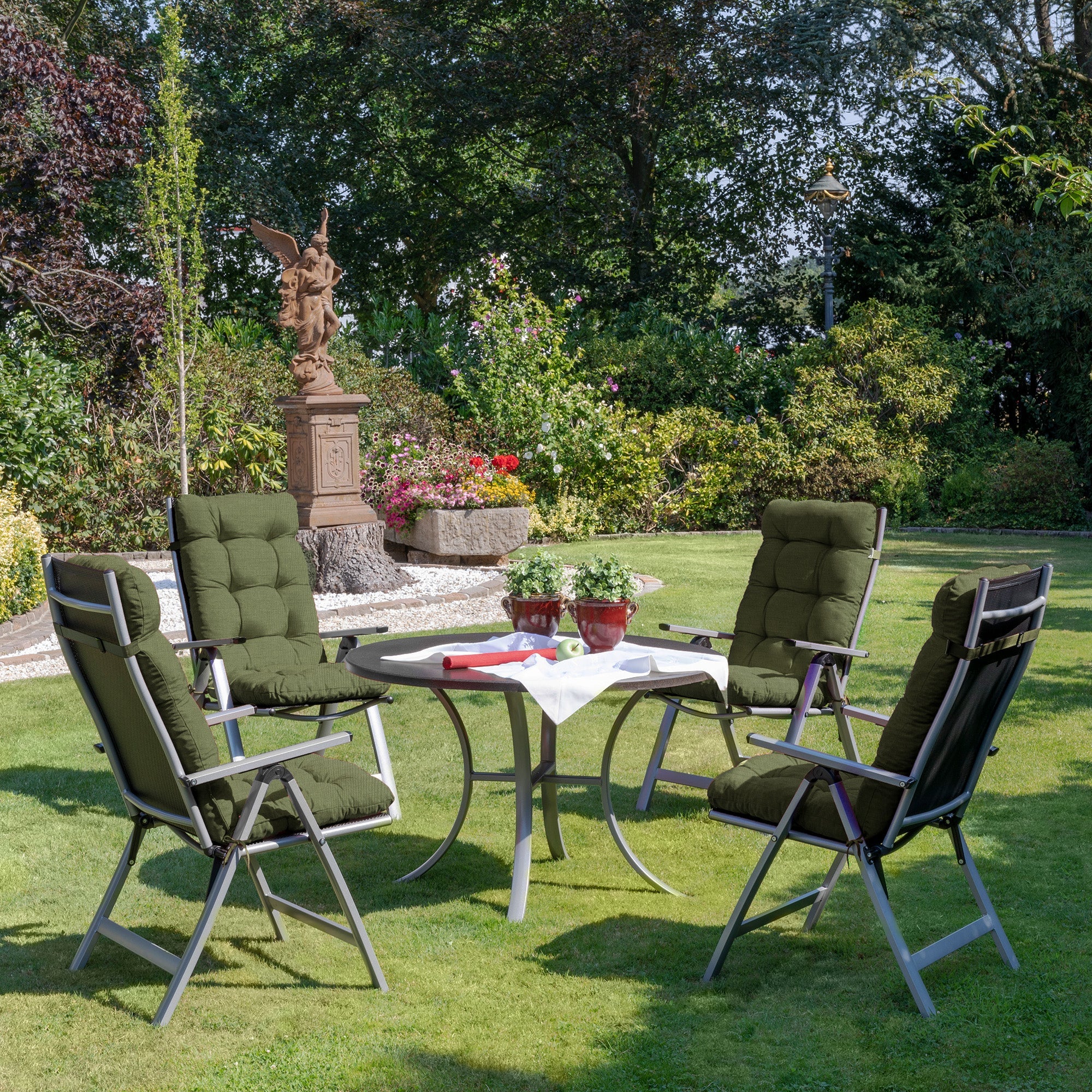 Beautissu Hochlehner Auflage mit 8 cm Polsterung, UV-beständig und OEKO-TEX zertifiziert