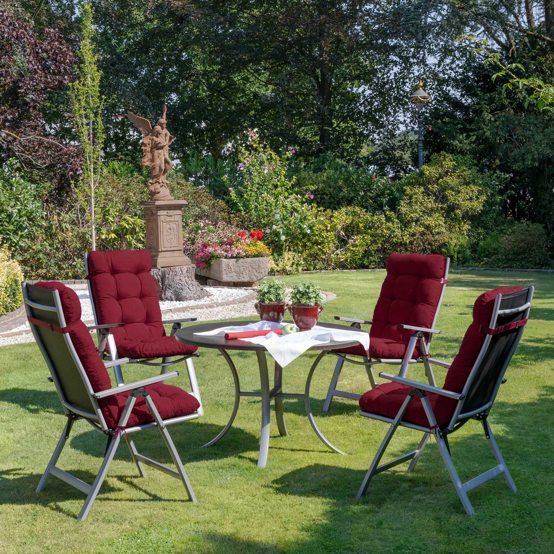 Beautissu Hochlehner Stuhlauflage 120x50x8 cm  – Gartenstuhl Sitzkisse