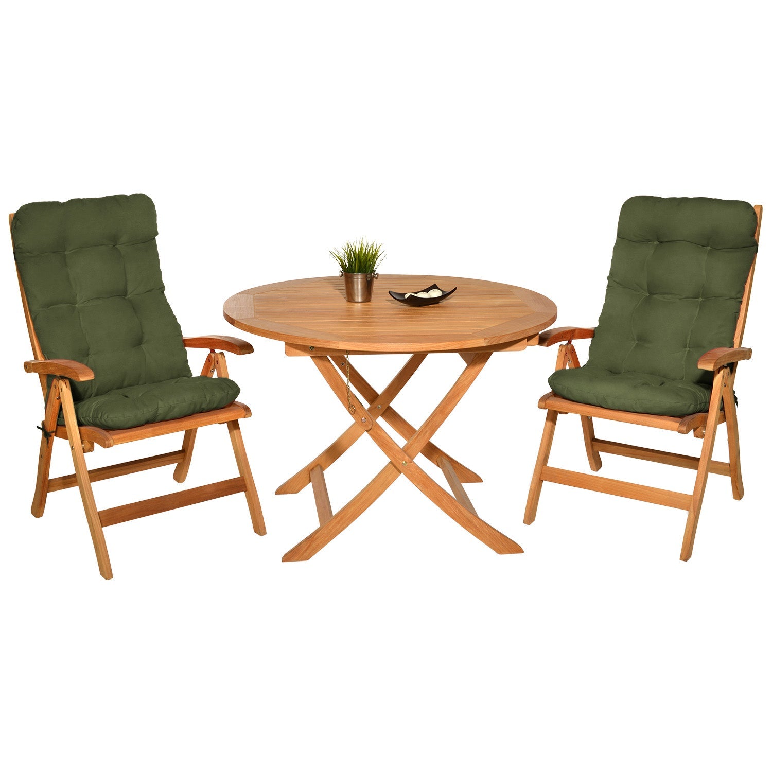 Beautissu Hochlehner Auflage 8 cm dicke Polsterung UV-beständig Gartenstuhl Sitzkissen Set