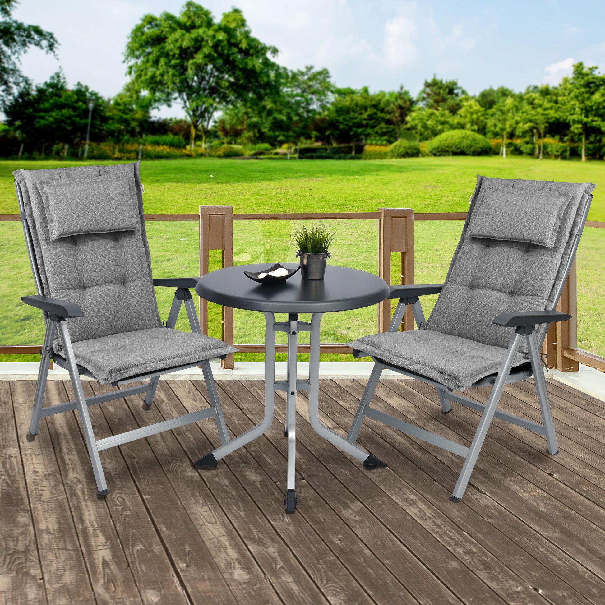 Beautissu Hochlehner Stuhlauflage mit Kopfpolster 120x50x7 cm  – Garte