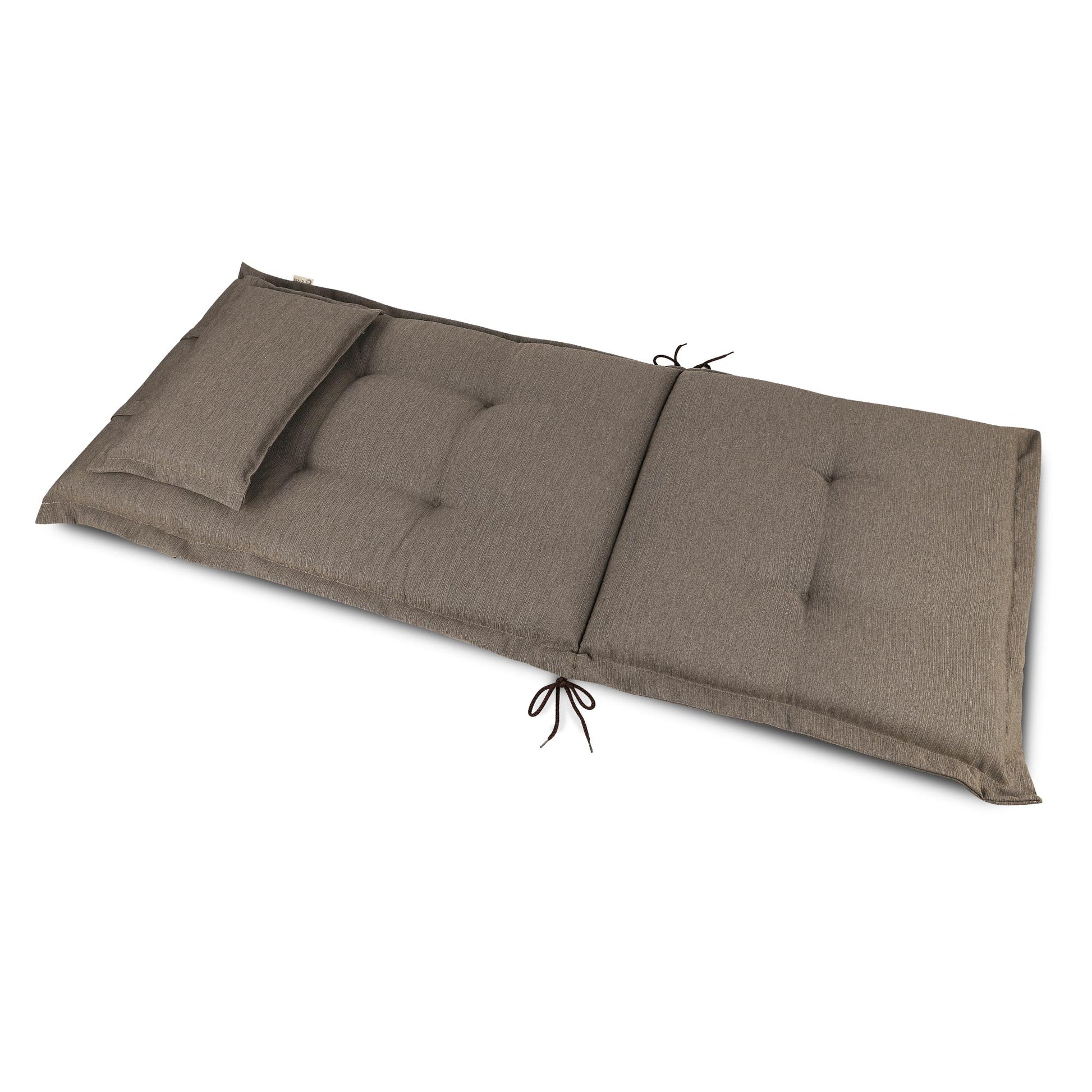 Beautissu Hochlehner Stuhlauflage mit Kopfpolster 120x50x7 cm  – Garte