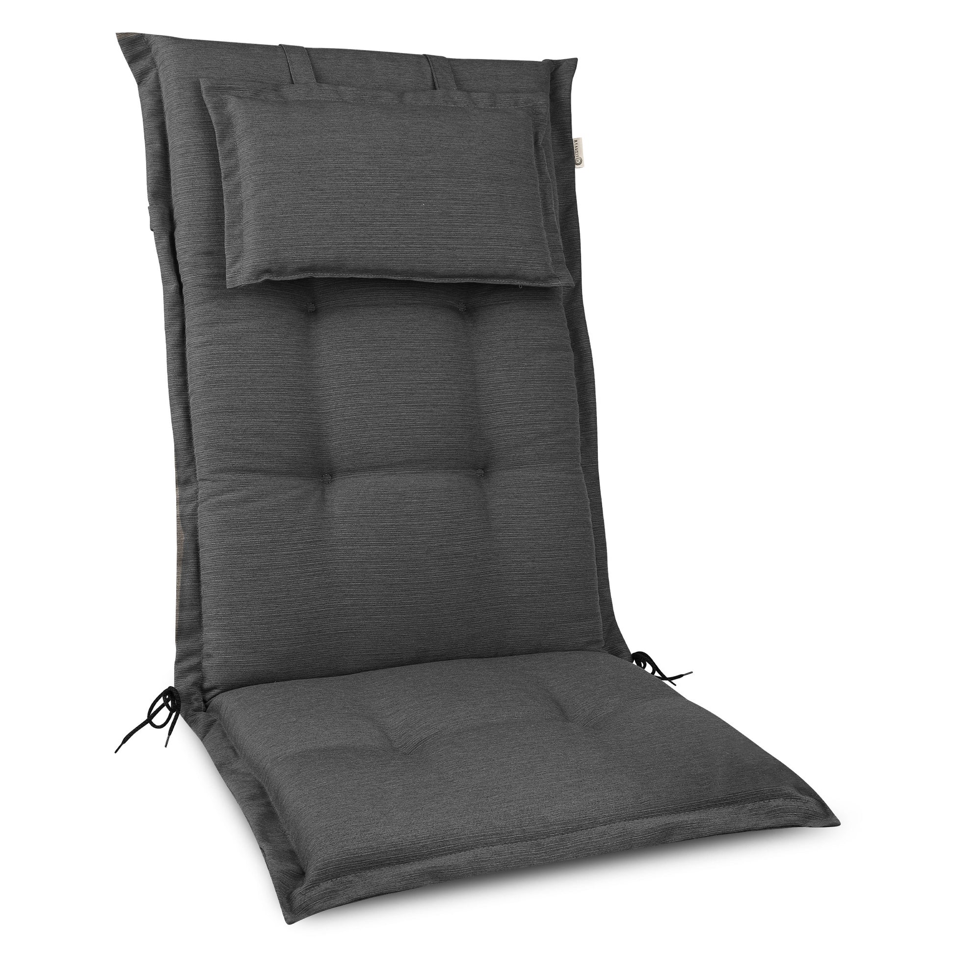 Beautissu Hochlehner Stuhlauflage mit Kopfpolster 120x50x7 cm  – Garte