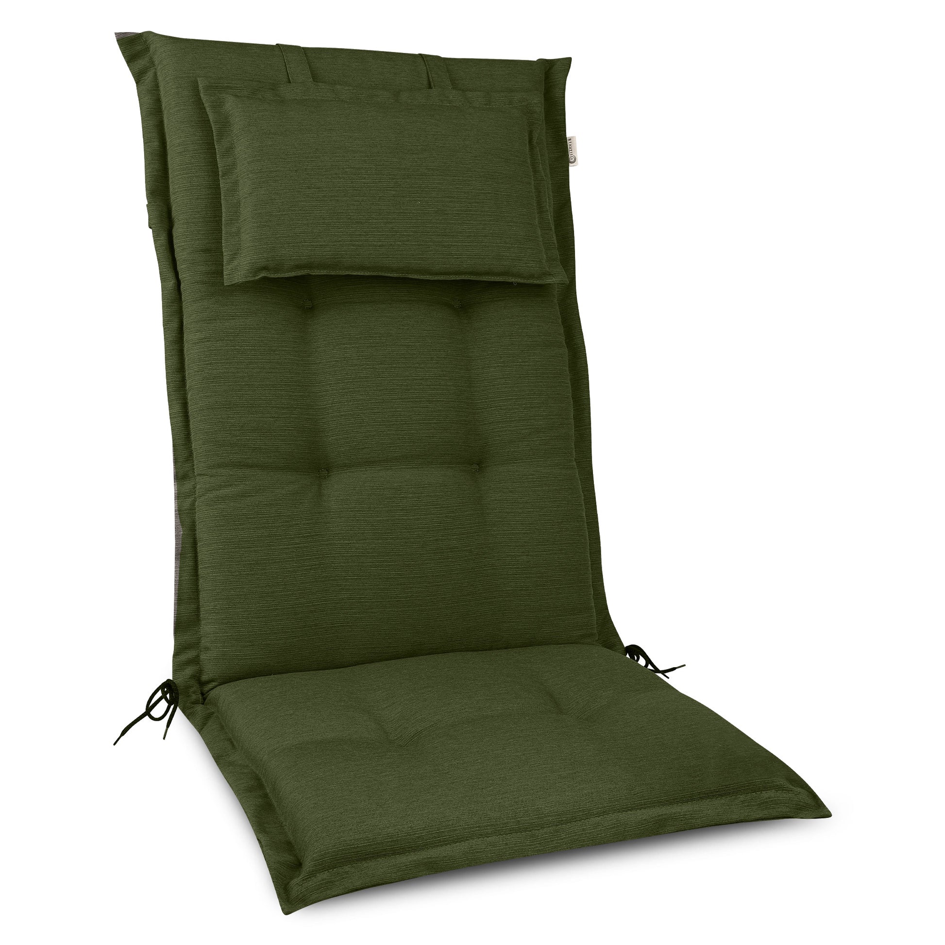 Beautissu Hochlehner Stuhlauflage mit Kopfpolster 120x50x7 cm  – Garte