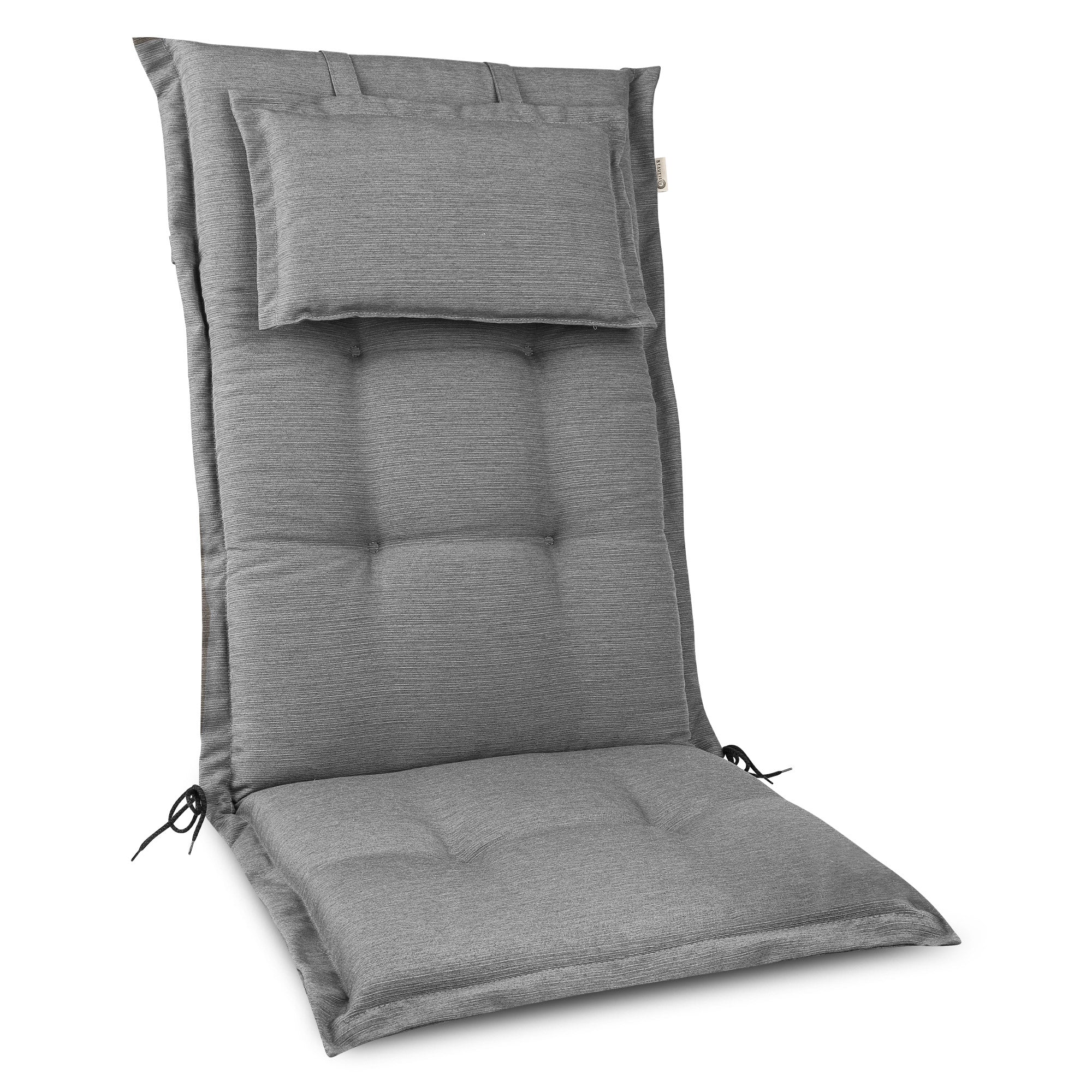 Beautissu Hochlehner Stuhlauflage mit Kopfpolster 120x50x7 cm  – Garte