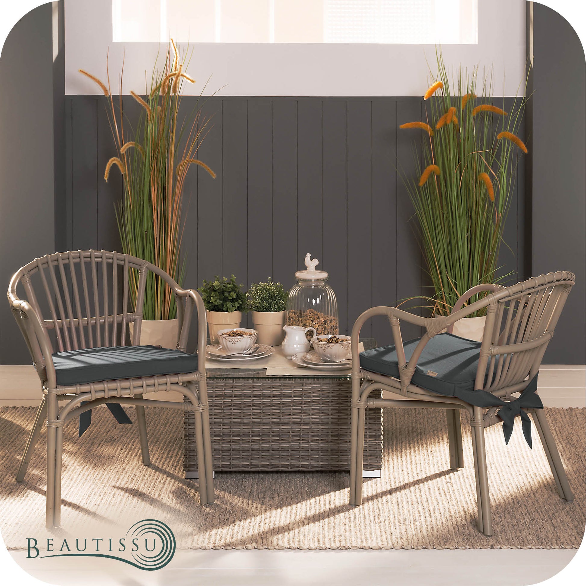 Beautissu Indoor & Outdoor Stuhlkissen 40×45x5 cm Trapezförmig – Sitzk