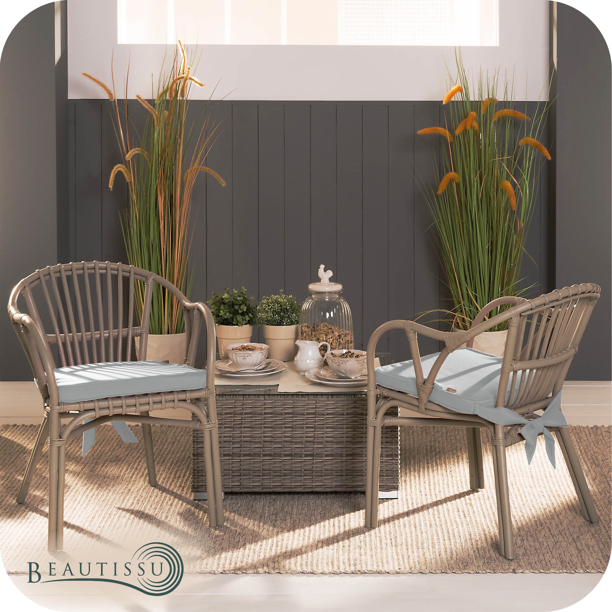 Beautissu Indoor & Outdoor Stuhlkissen 40×45x5 cm Trapezförmig – Sitzk