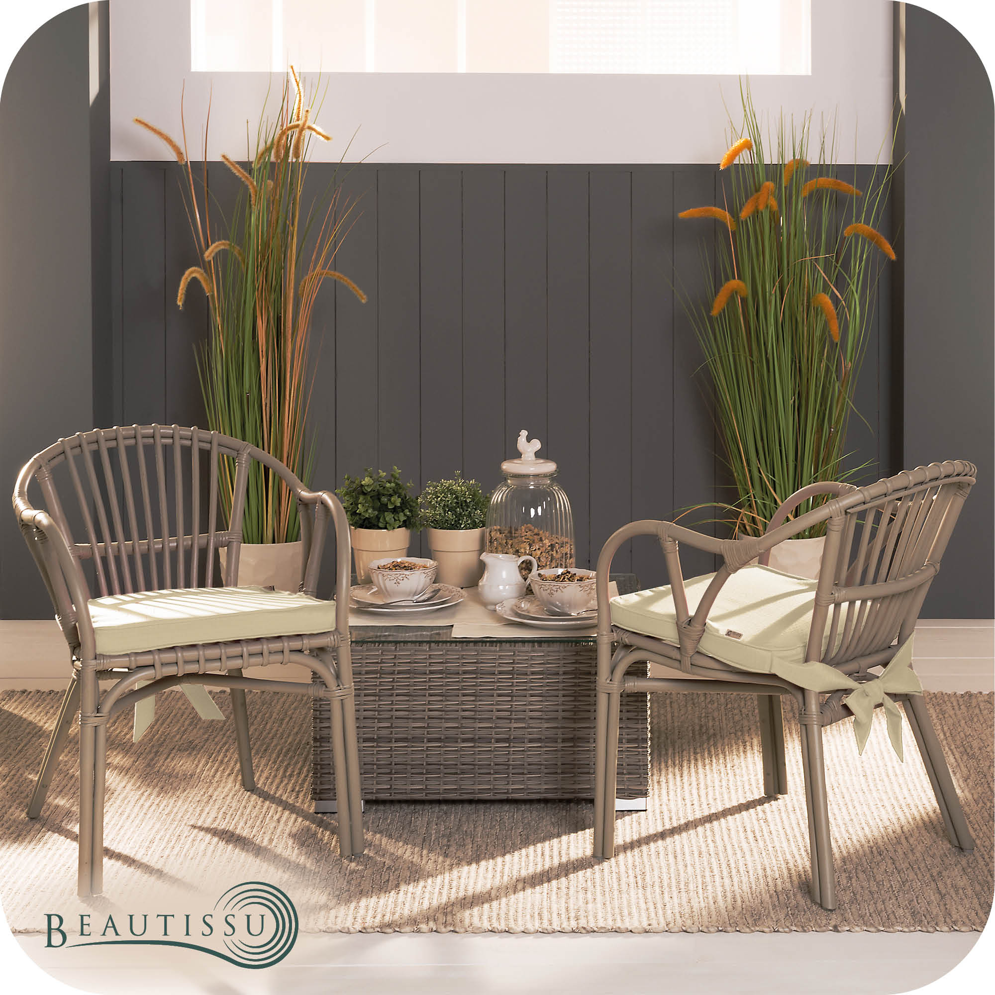 Beautissu Indoor & Outdoor Stuhlkissen 40×45x5 cm Trapezförmig – Sitzk