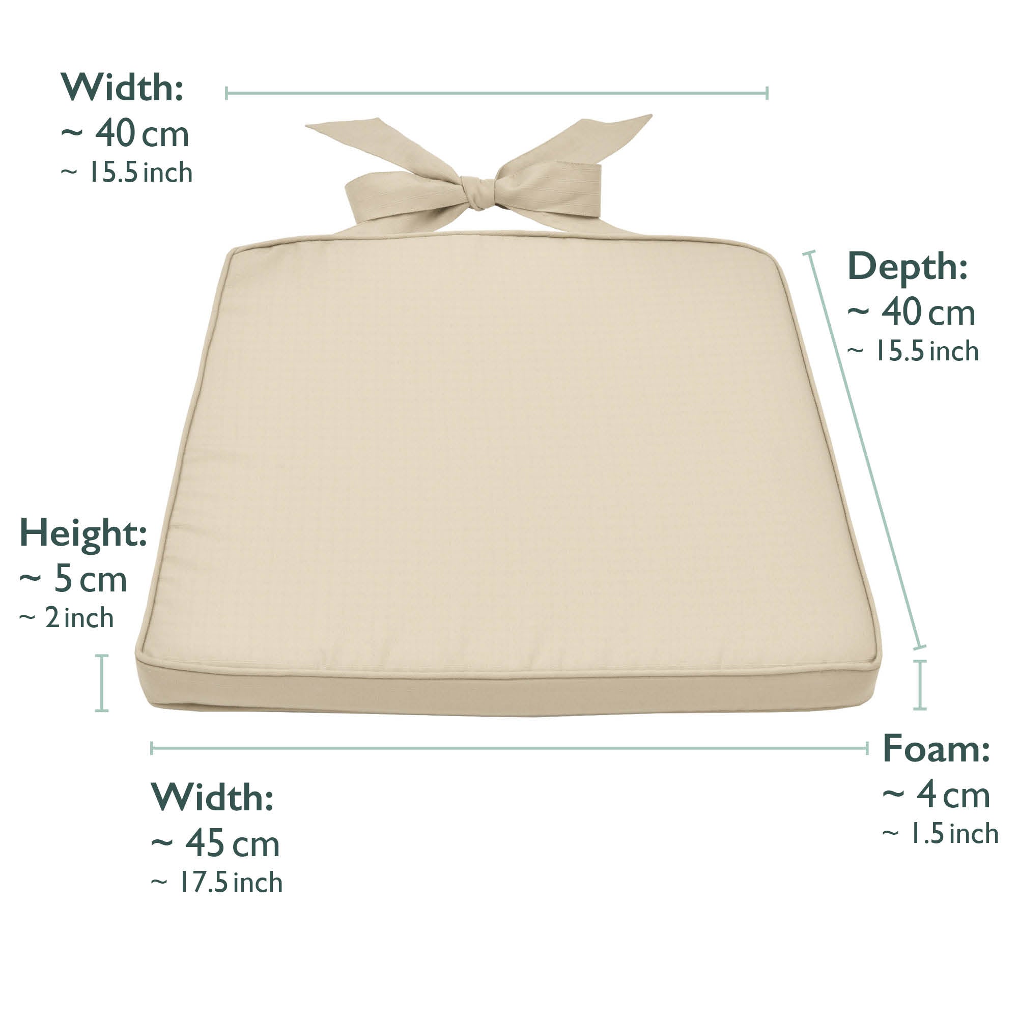 Beautissu Indoor & Outdoor Stuhlkissen 40×45x5 cm Trapezförmig – Sitzk