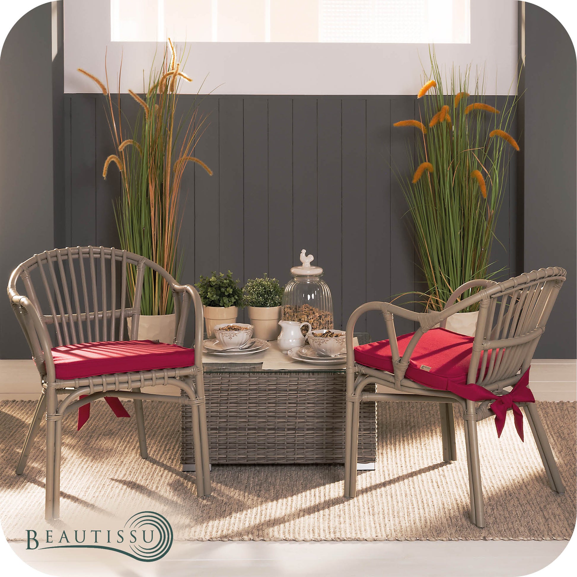 Beautissu Indoor & Outdoor Stuhlkissen 40×45x5 cm Trapezförmig – Sitzk