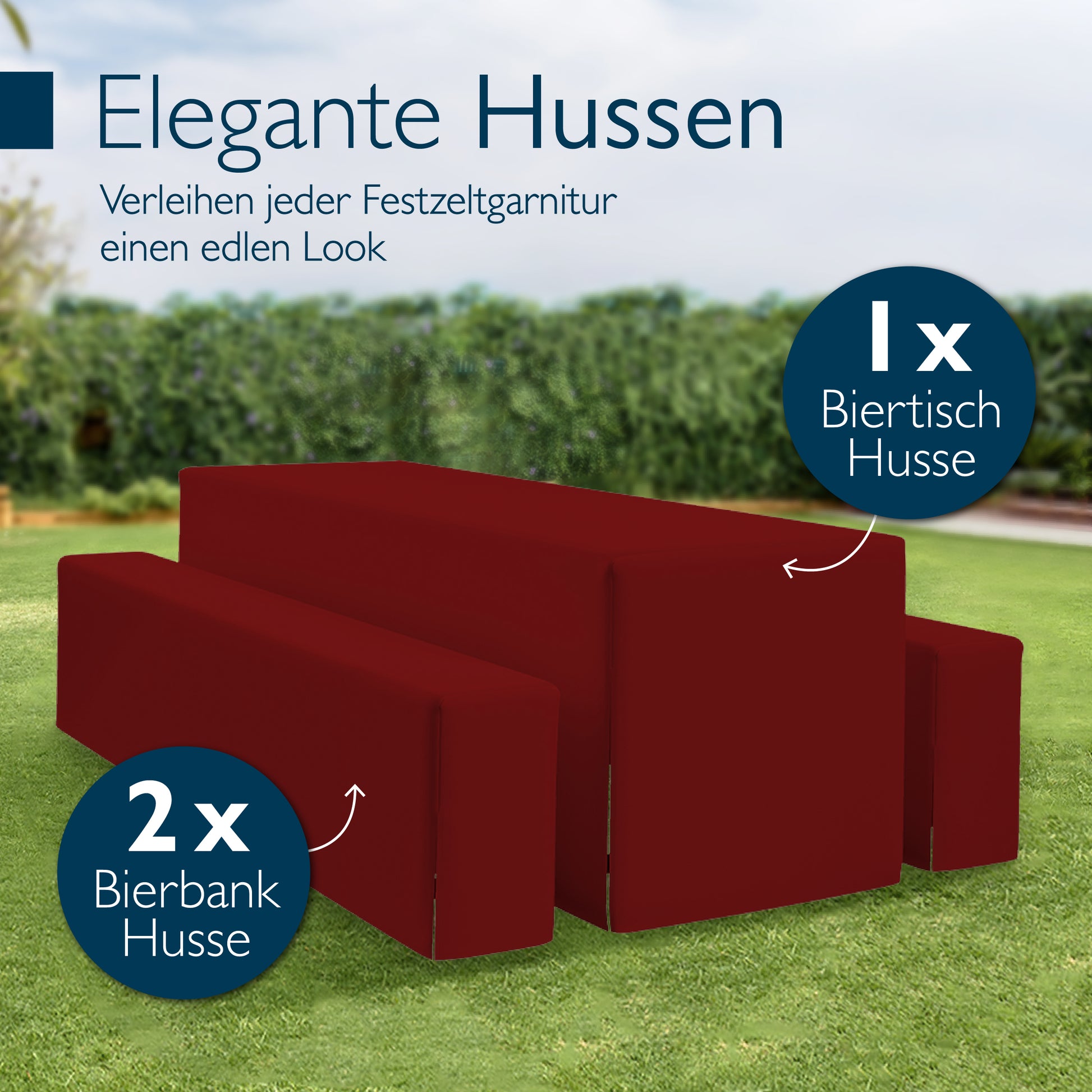 Beautissu 3tlg. Premium Hussen für Bierzeltgarnitur 200x50/70 cm – Bie