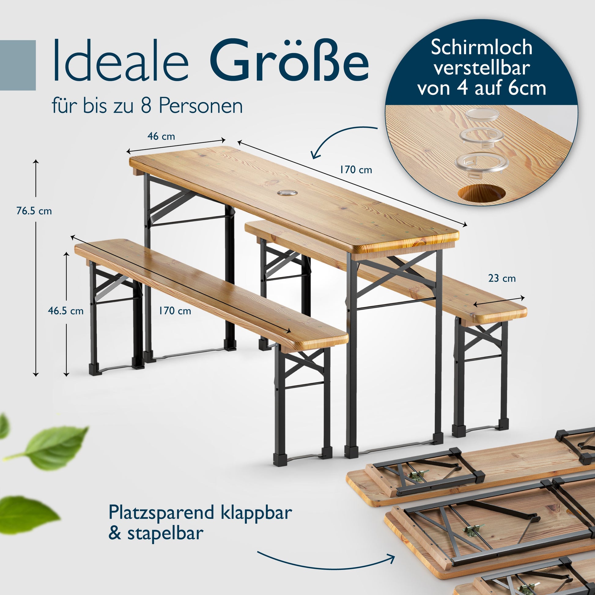 Beautissu BT22 Bierzeltgarnitur 3-teilig FSC-zertifiziertes Holz