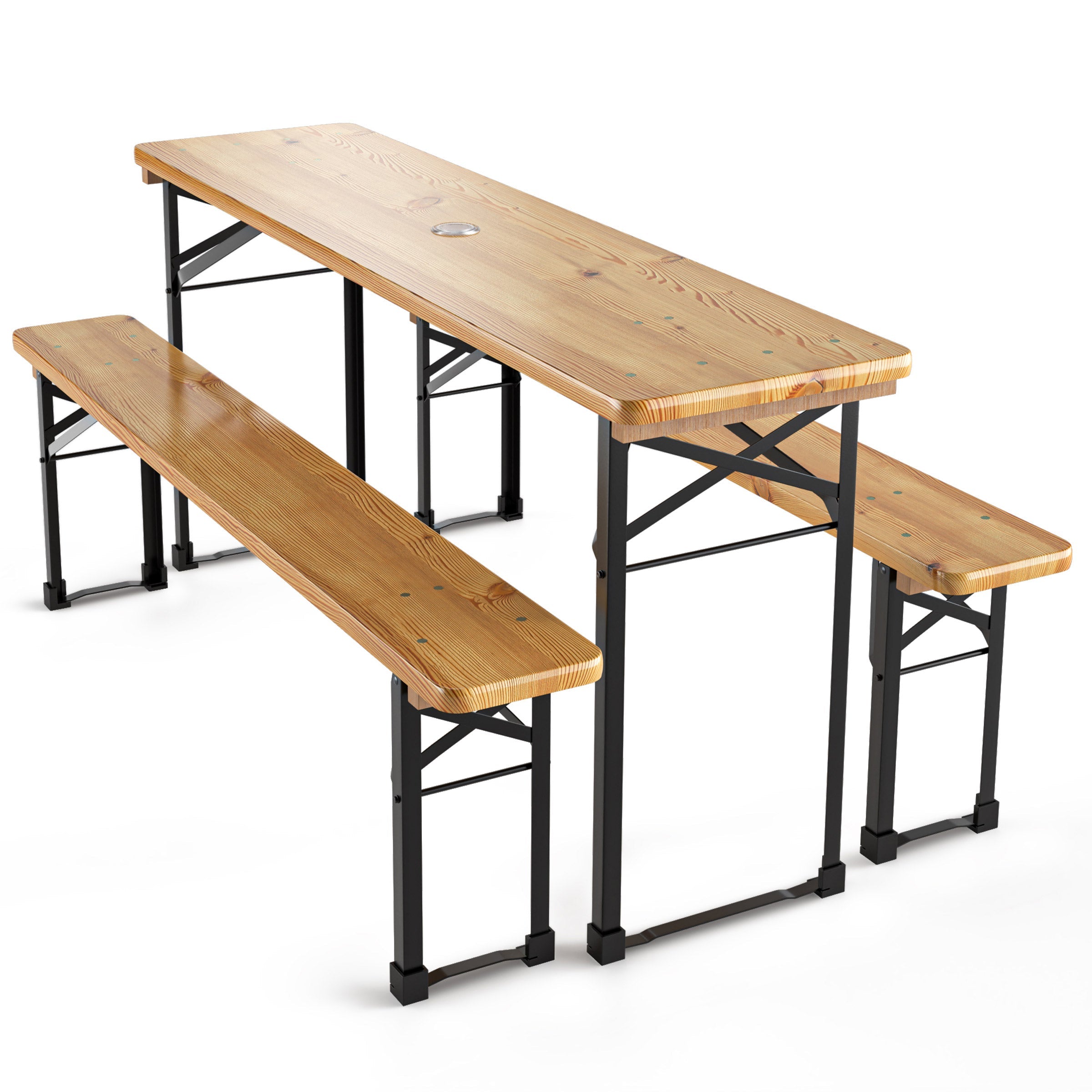 Beautissu BT22 Bierzeltgarnitur 3-teilig FSC-zertifiziert, 170x46cm