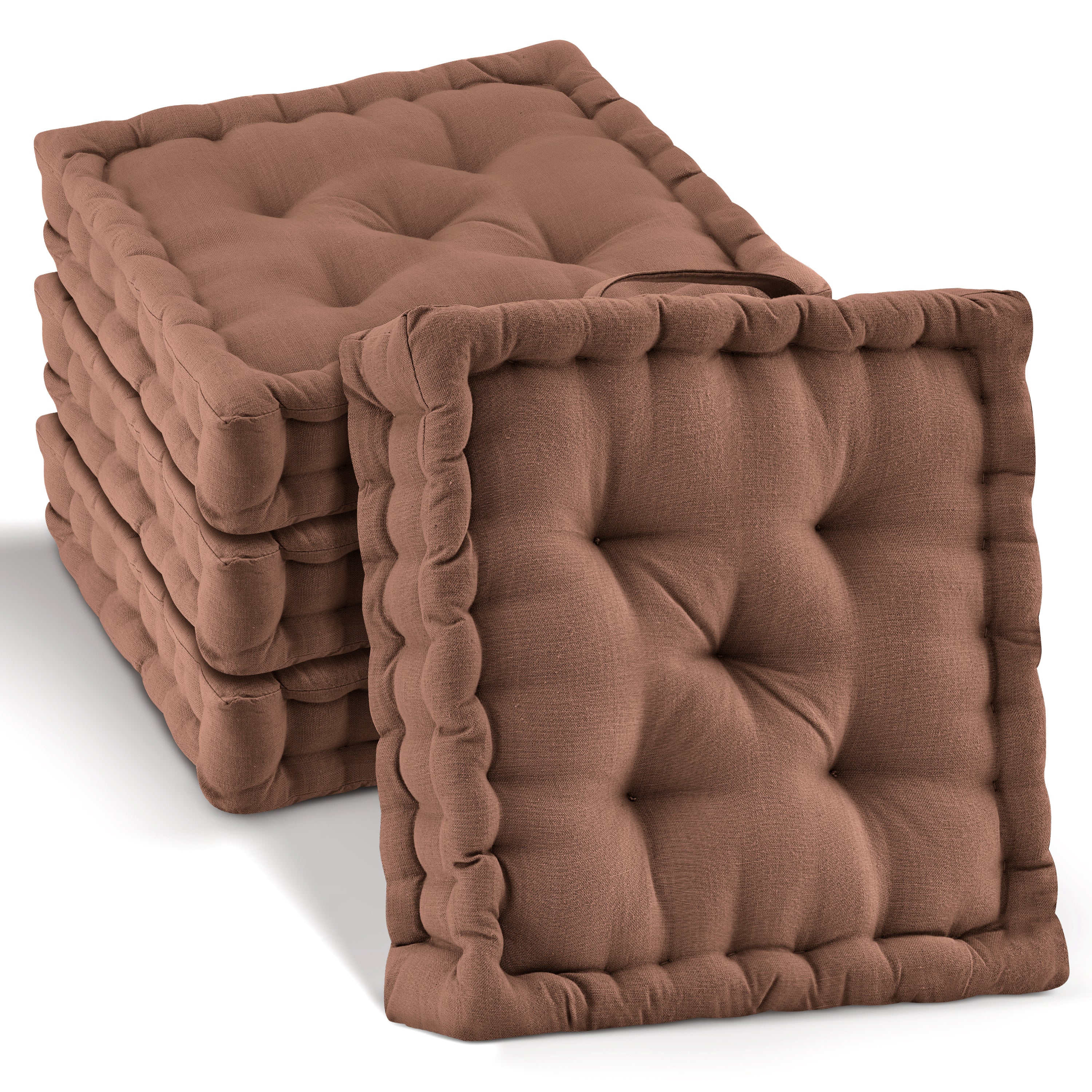 Beautissu Indoor & Outdoor Bodenkissen 50x50x8 cm mit Tragegriff – Sit