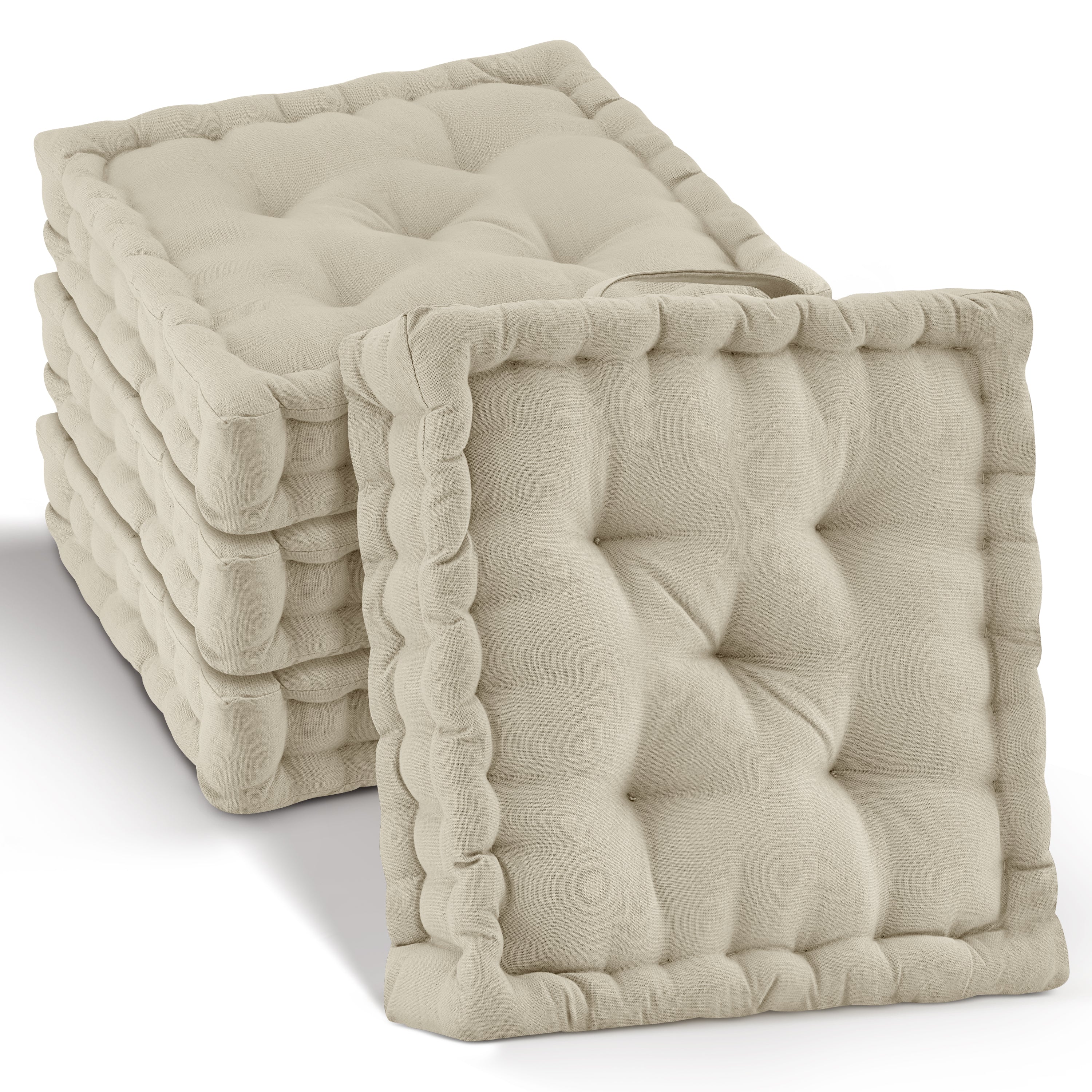 Beautissu Indoor & Outdoor Bodenkissen 50x50x8 cm mit Tragegriff – Sit