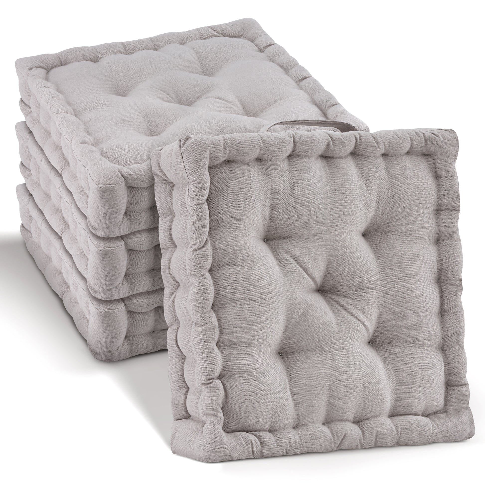 Beautissu Indoor & Outdoor Bodenkissen 50x50x8 cm mit Tragegriff – Sit