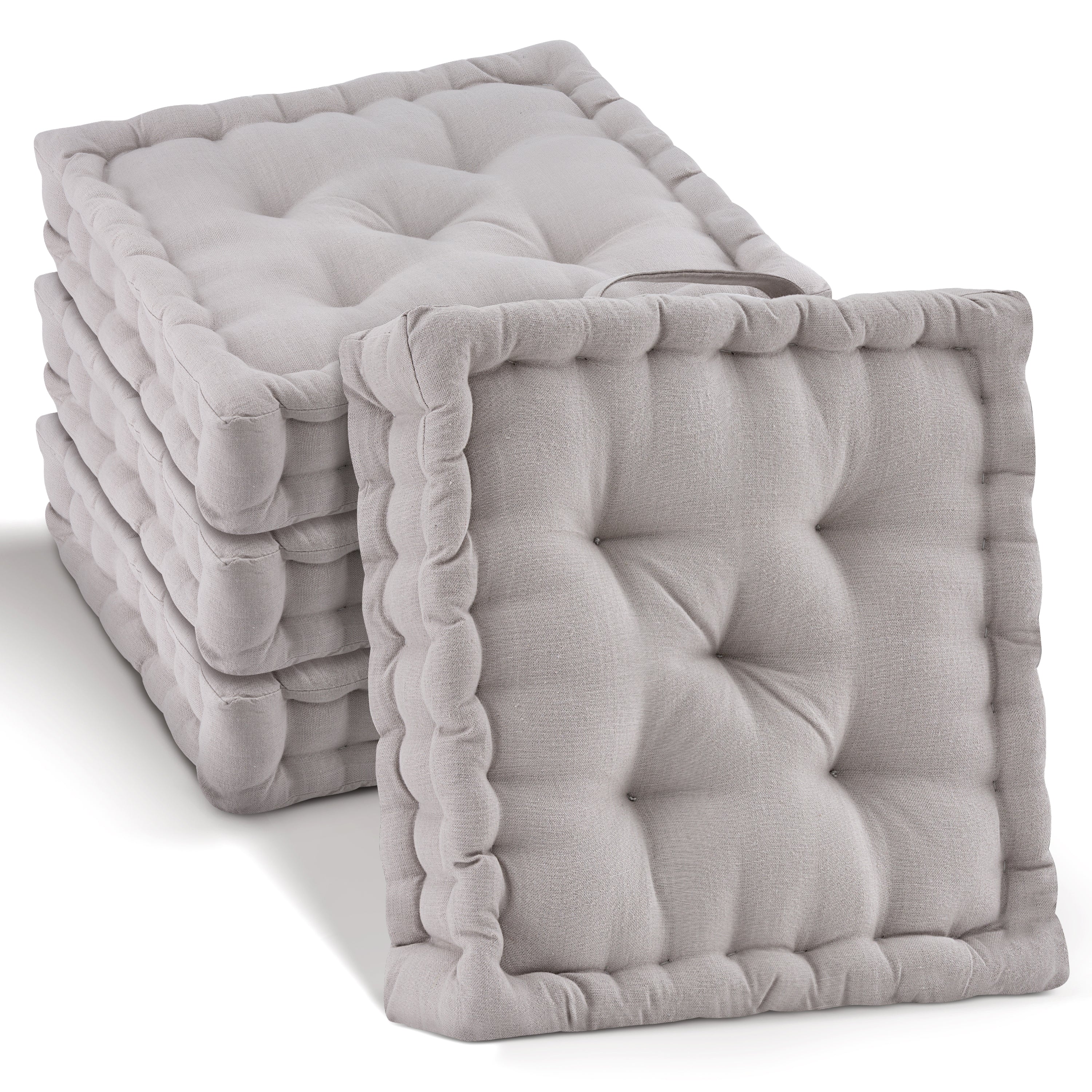 Beautissu Indoor & Outdoor Bodenkissen 50x50x8 cm mit Tragegriff – Sit