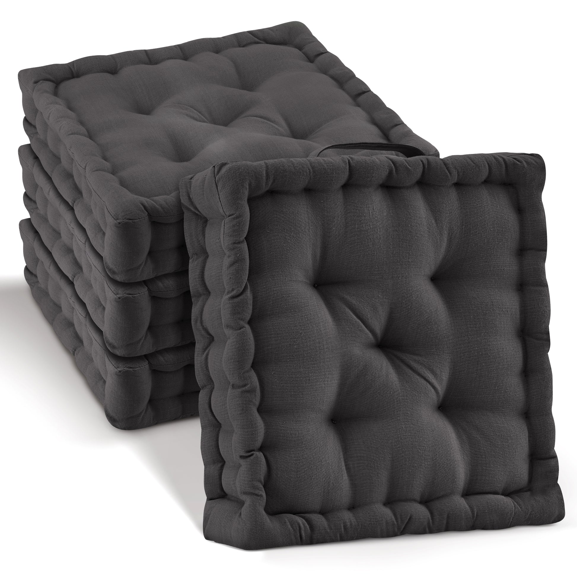 Beautissu Indoor & Outdoor Bodenkissen 50x50x8 cm mit Tragegriff – Sit