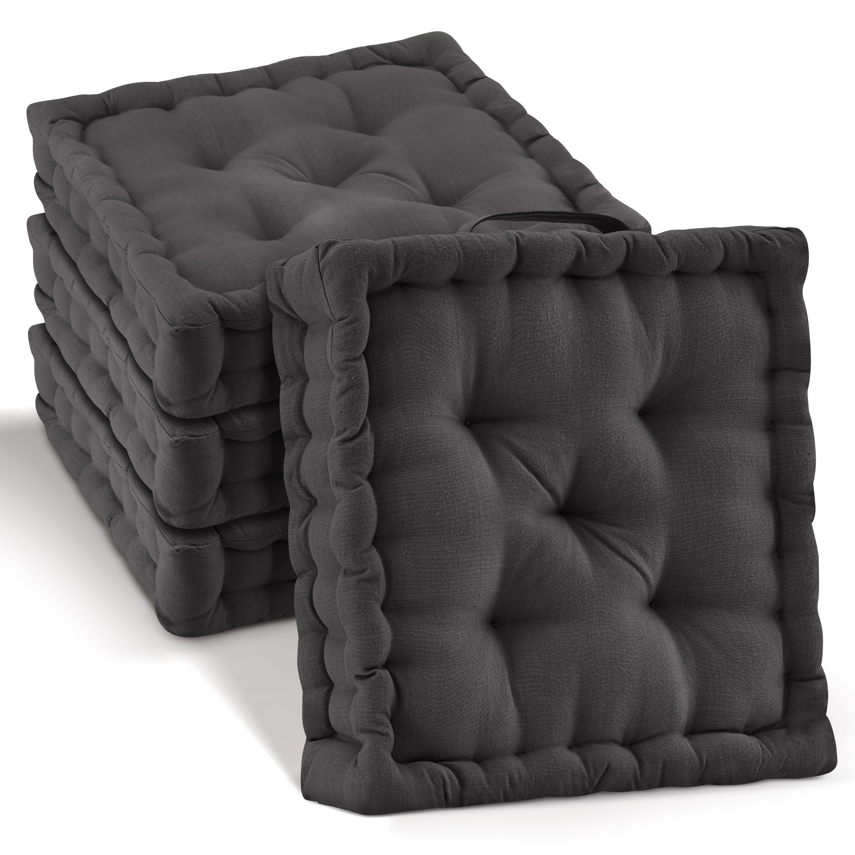 Beautissu Indoor & Outdoor Bodenkissen 50x50x8 cm mit Tragegriff – Sit