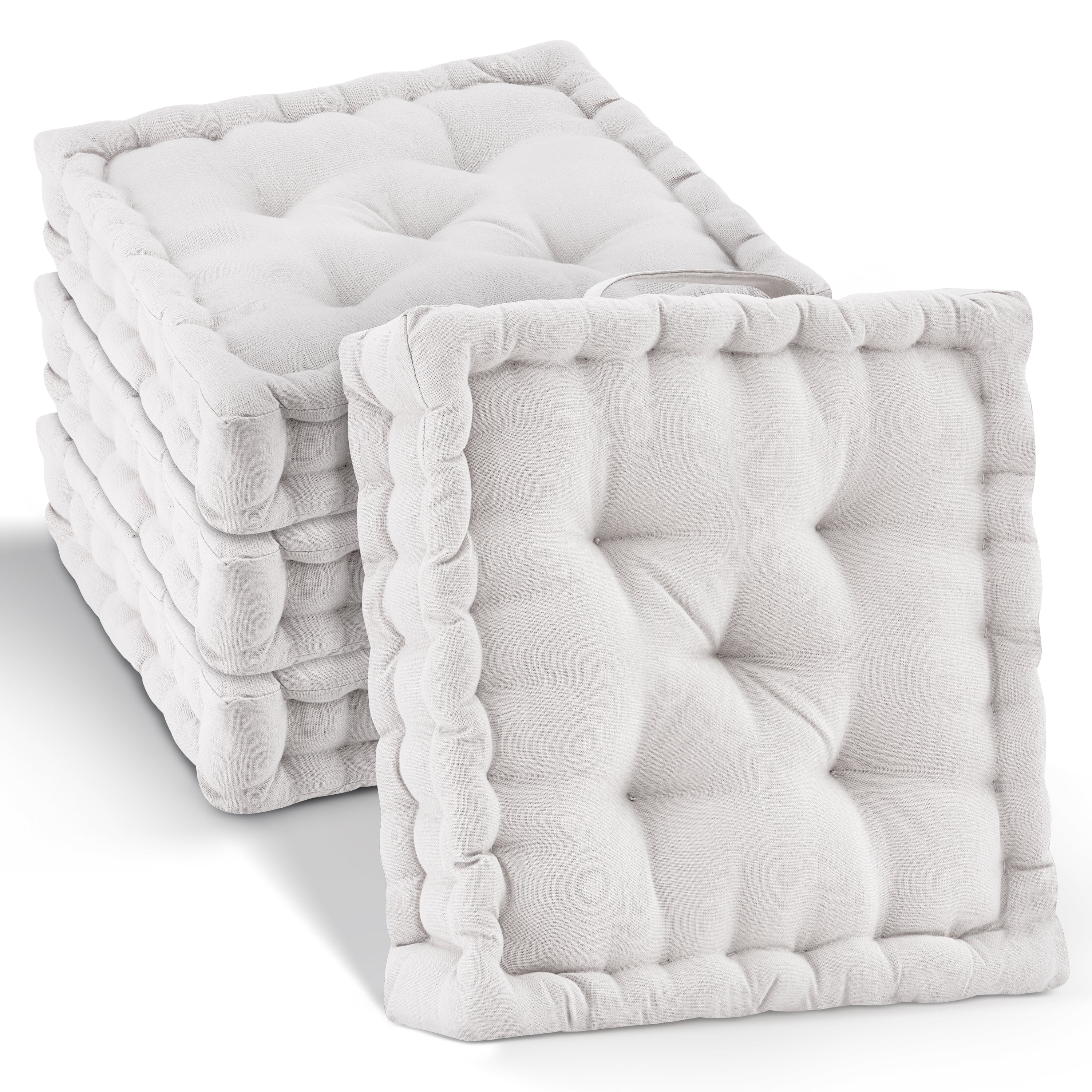 Beautissu Indoor & Outdoor Bodenkissen 50x50x8 cm mit Tragegriff – Sit