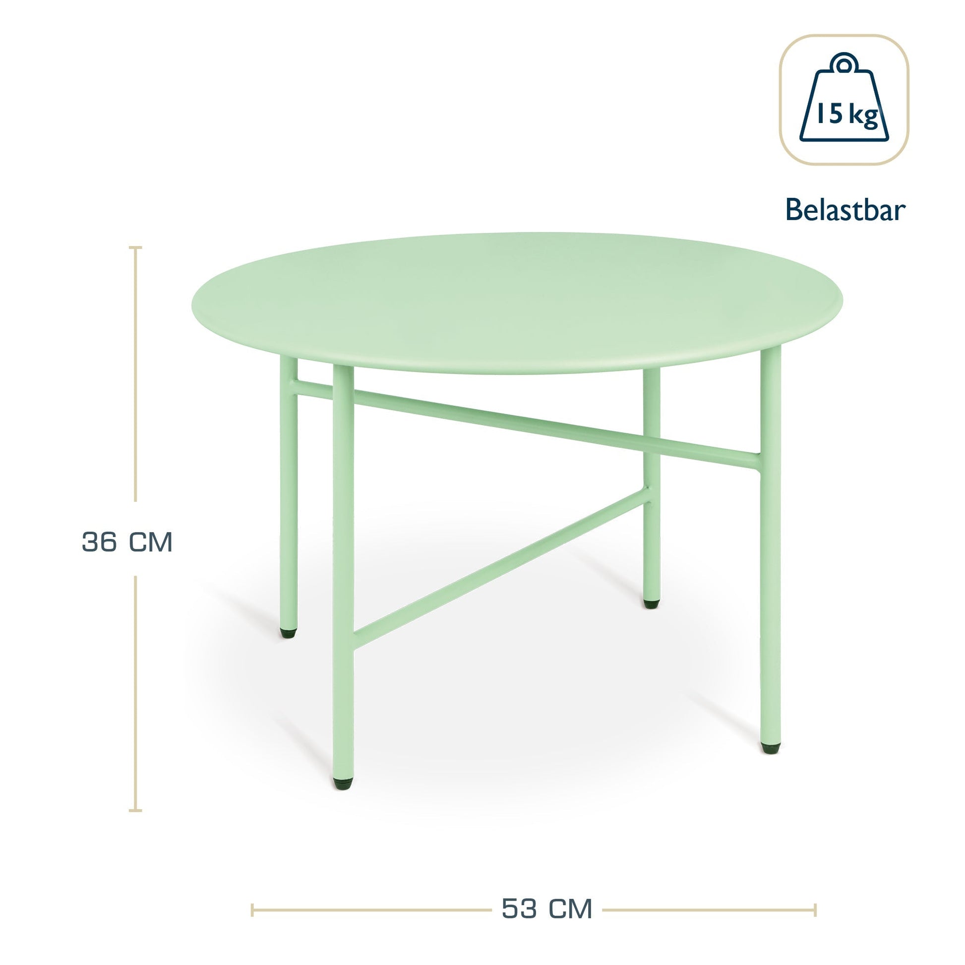 2er Set runder Beistelltisch Metall Finn für Indoor und Outdoor mit verstellbaren Füßen und kratzfester Pulverbeschichtung