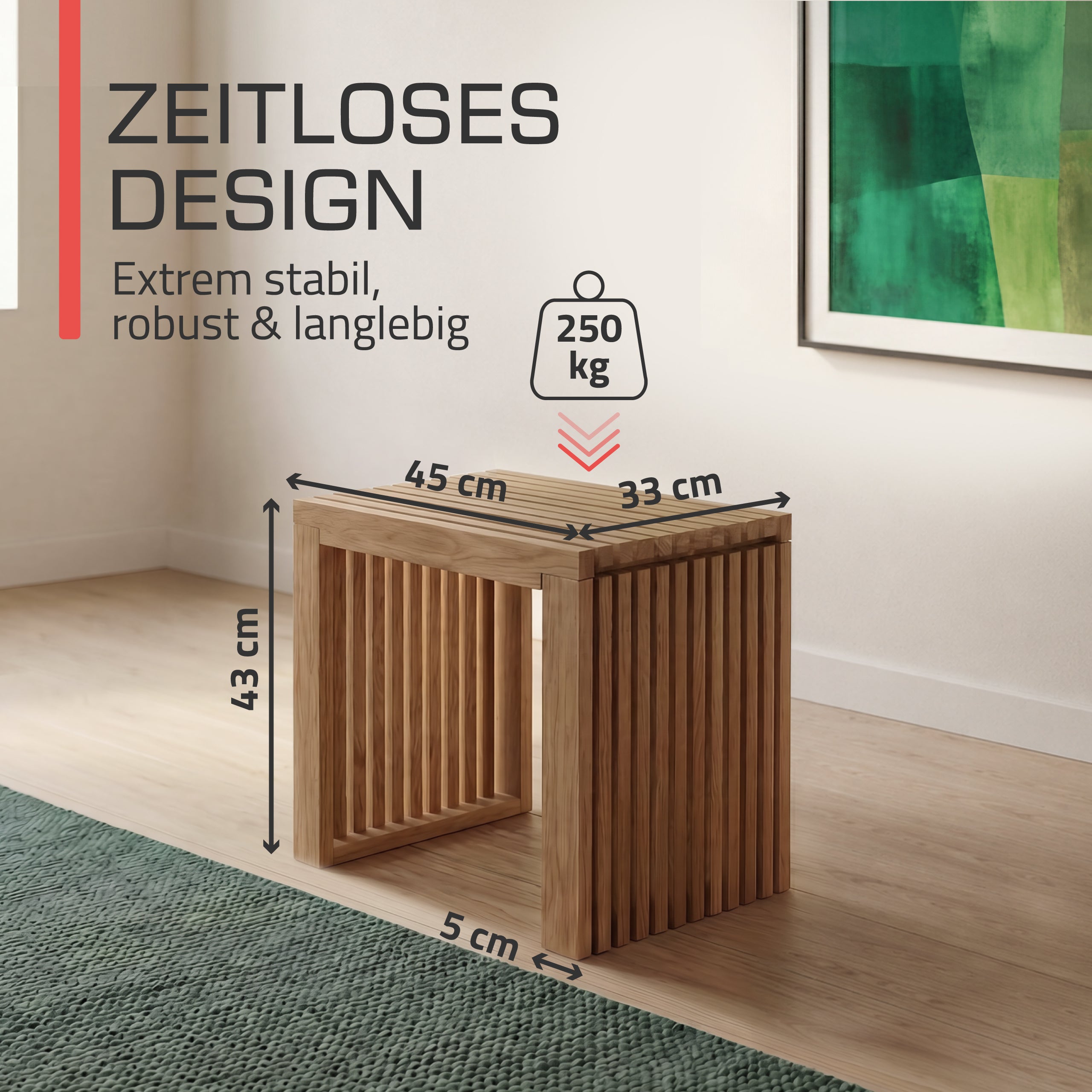 Indoor Sitzbank 100/120/150 cm & Hocker aus FSC® Massiv Eichenholz Eichberg