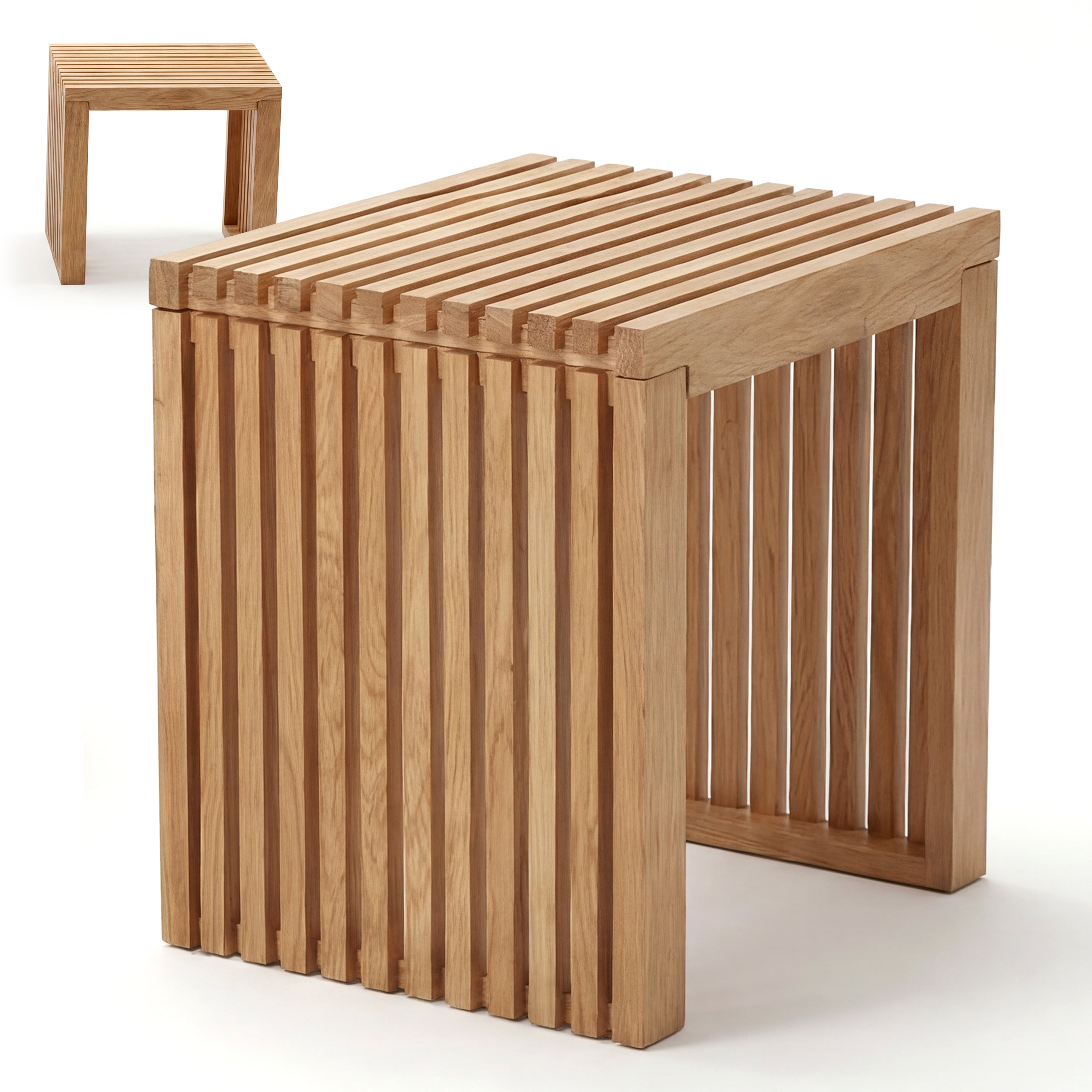 Indoor Sitzbank 100/120/150 cm & Hocker aus FSC® Massiv Eichenholz Eichberg