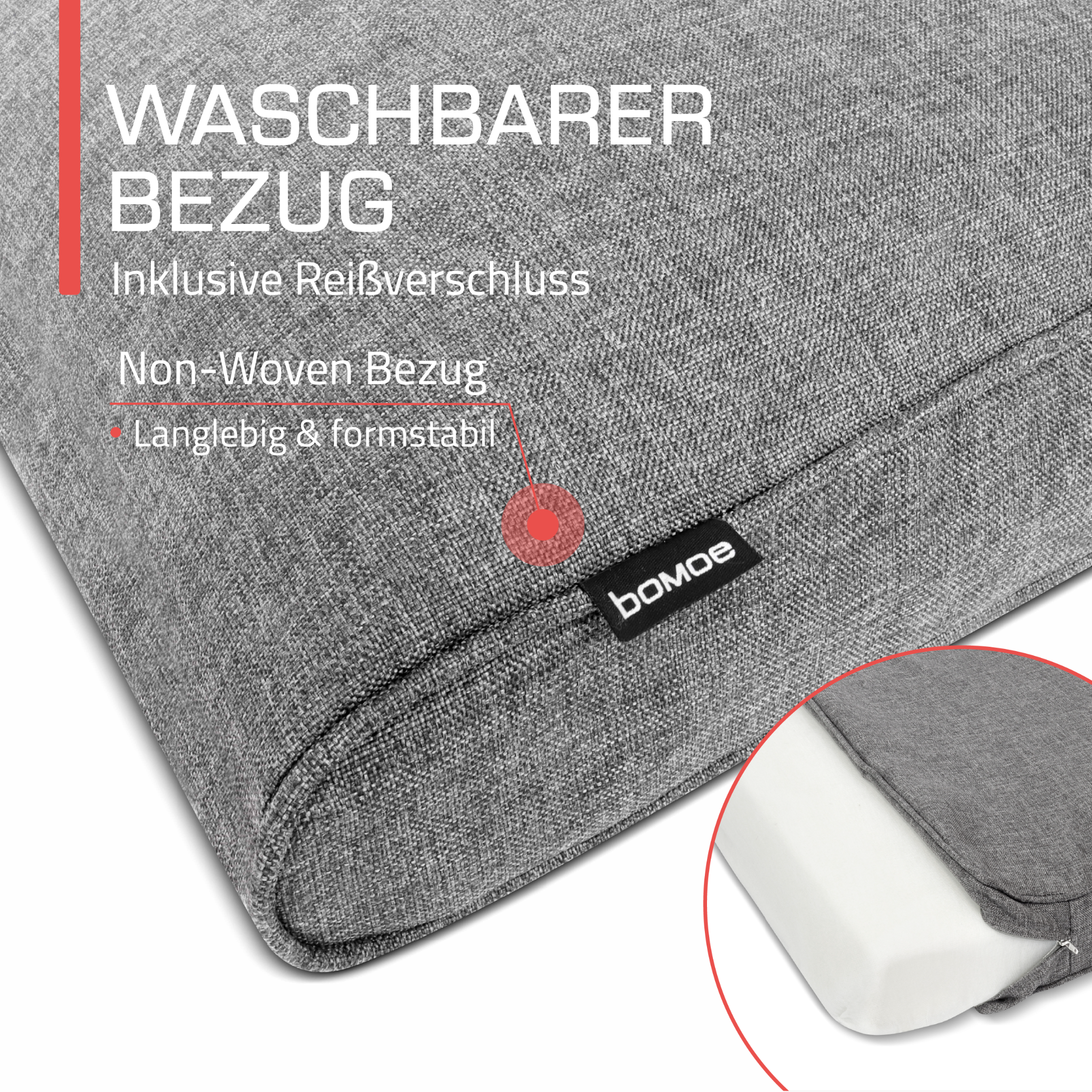Outdoor Lounge Rückenkissen & Sitzkissen 10 cm dick Hellgrau - Loungekissen Ilano