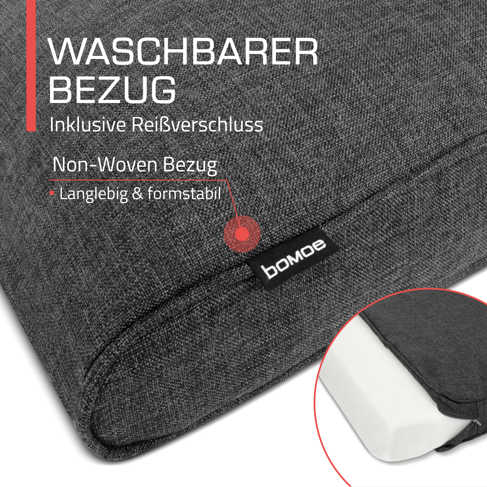 Outdoor Lounge Rückenkissen & Sitzkissen 8/10 cm dick Anthrazit - Loungekissen Ilano