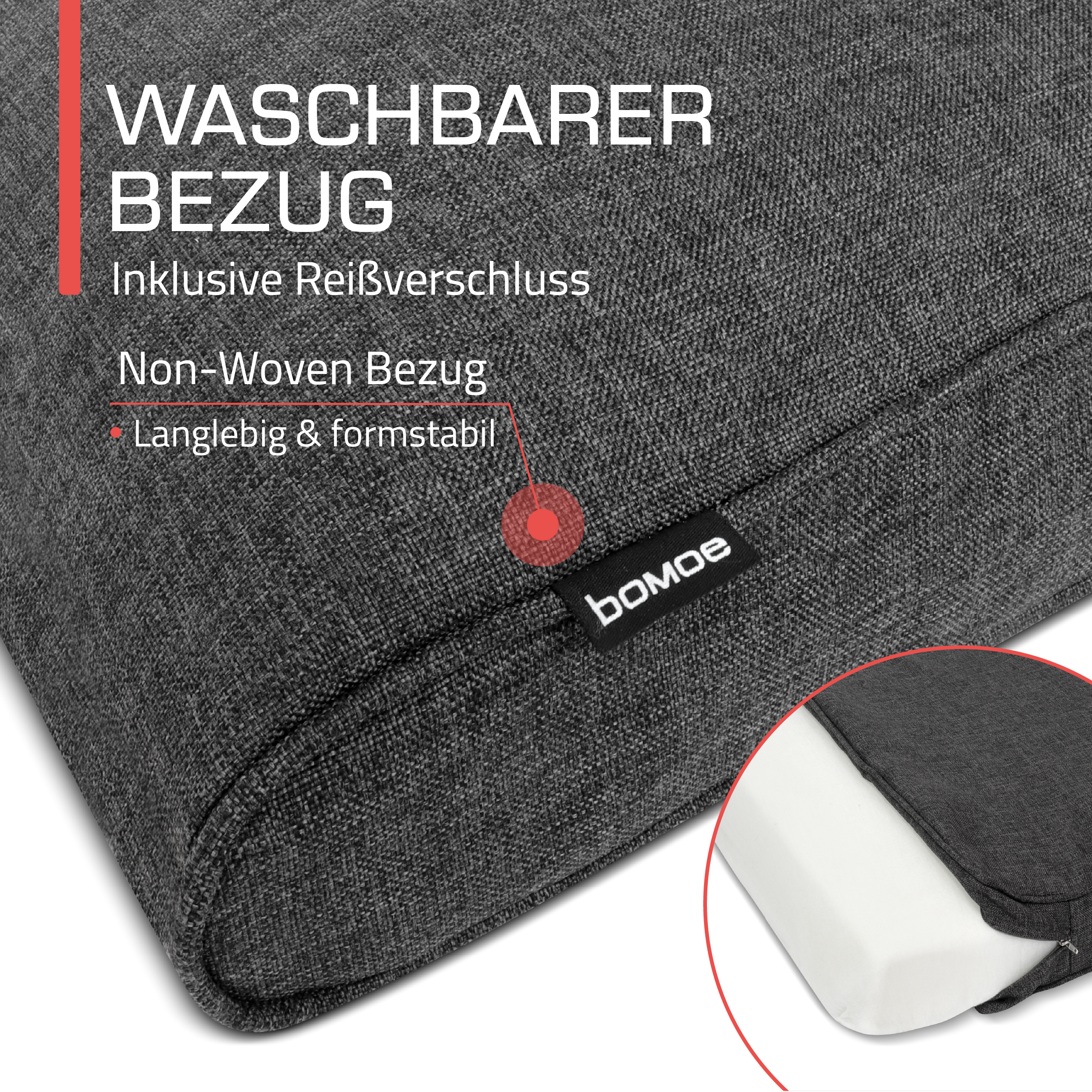 Outdoor Lounge Rückenkissen & Sitzkissen 8/10 cm dick Anthrazit - Loungekissen Ilano