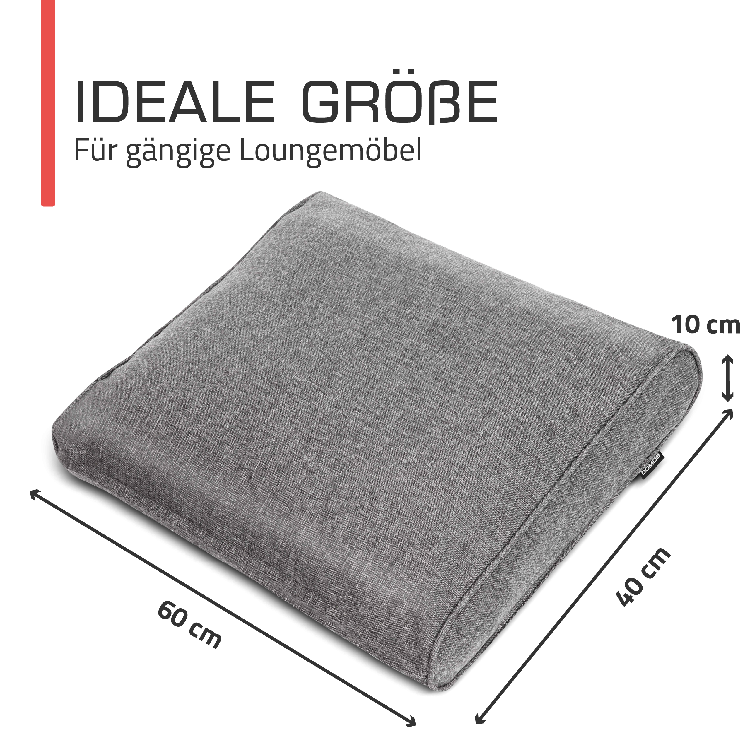 Outdoor Lounge Rückenkissen & Sitzkissen 10 cm dick Hellgrau - Loungekissen Ilano