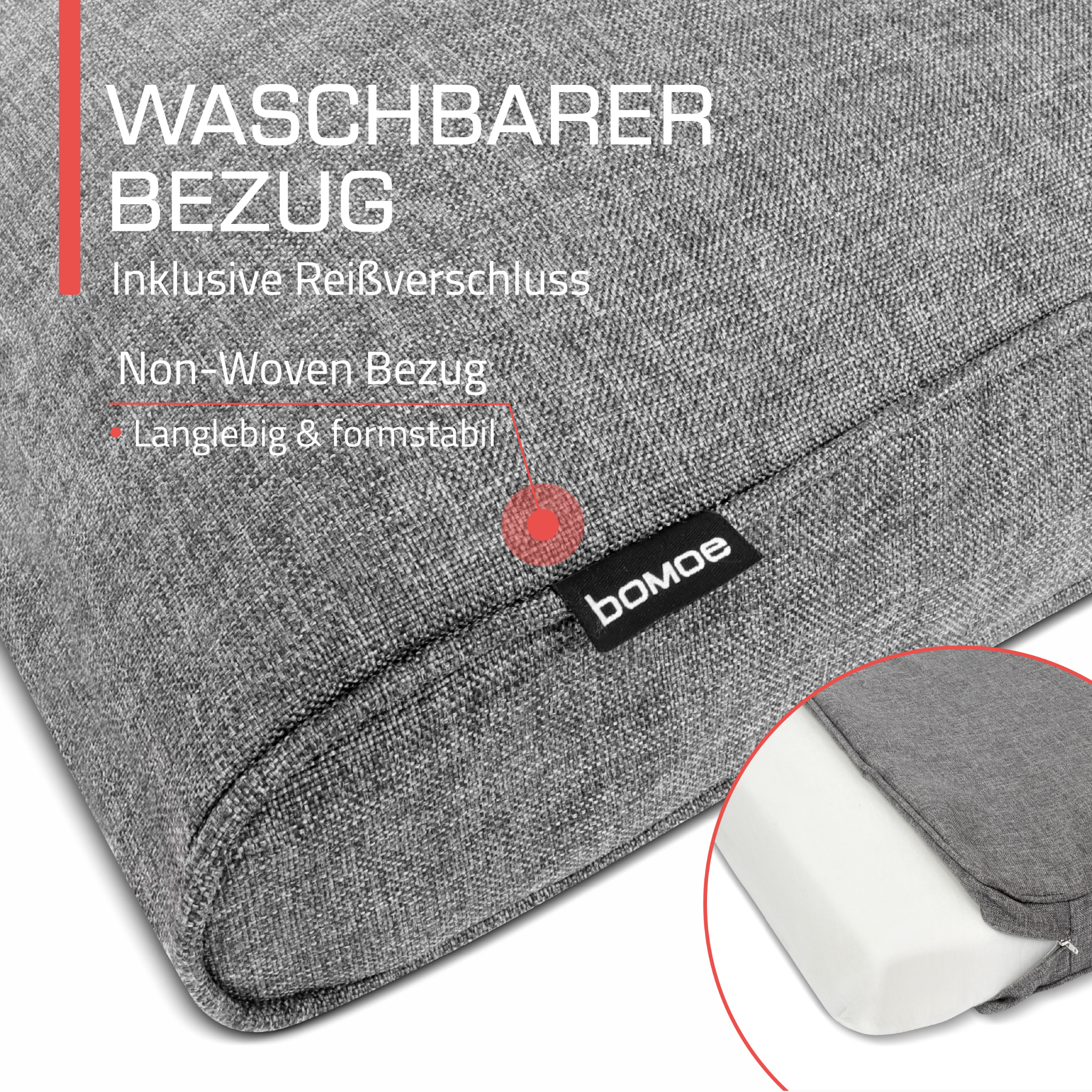 Outdoor Lounge Rückenkissen & Sitzkissen 10 cm dick Hellgrau - Loungekissen Ilano