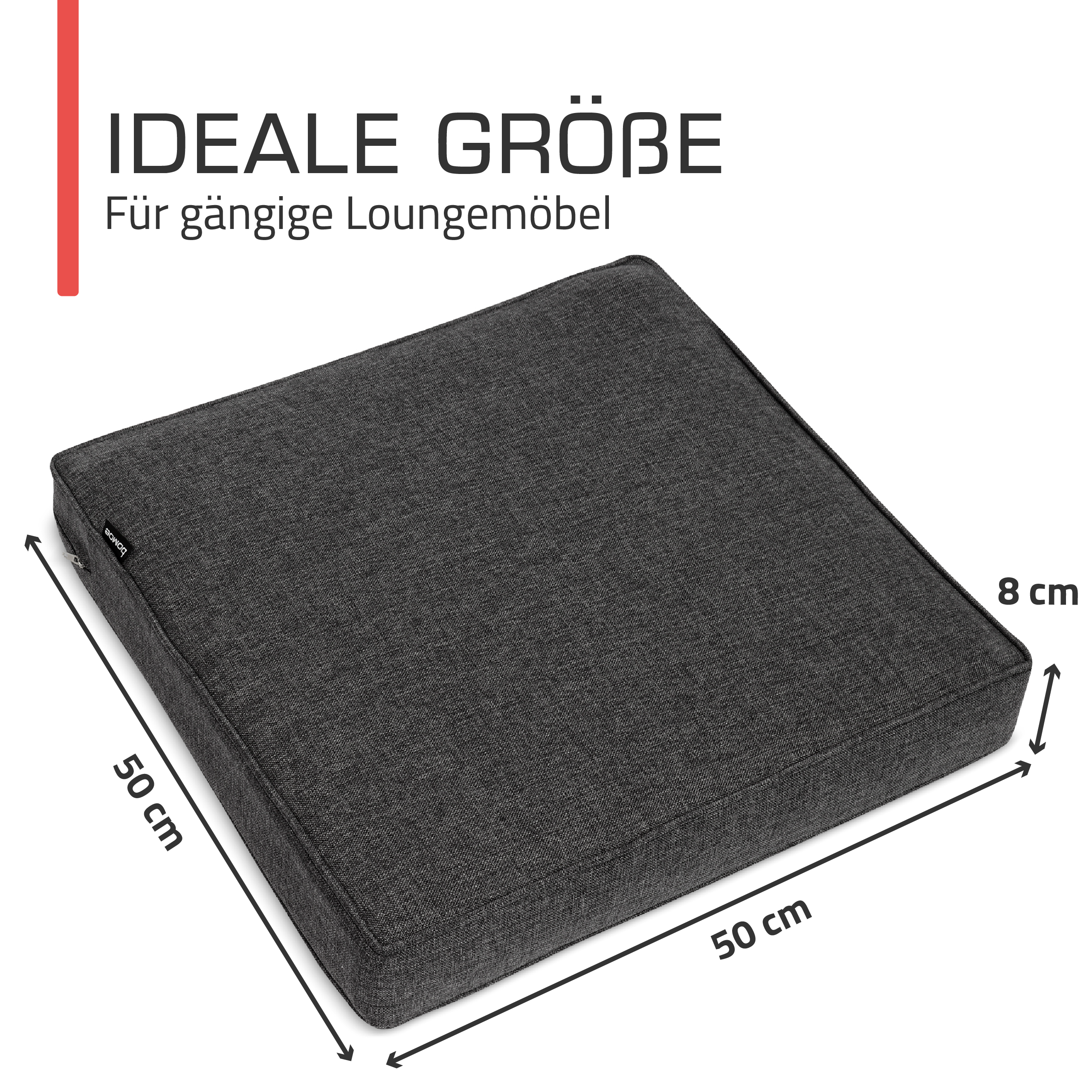 Outdoor Lounge Rückenkissen & Sitzkissen 8/10 cm dick Anthrazit - Loungekissen Ilano