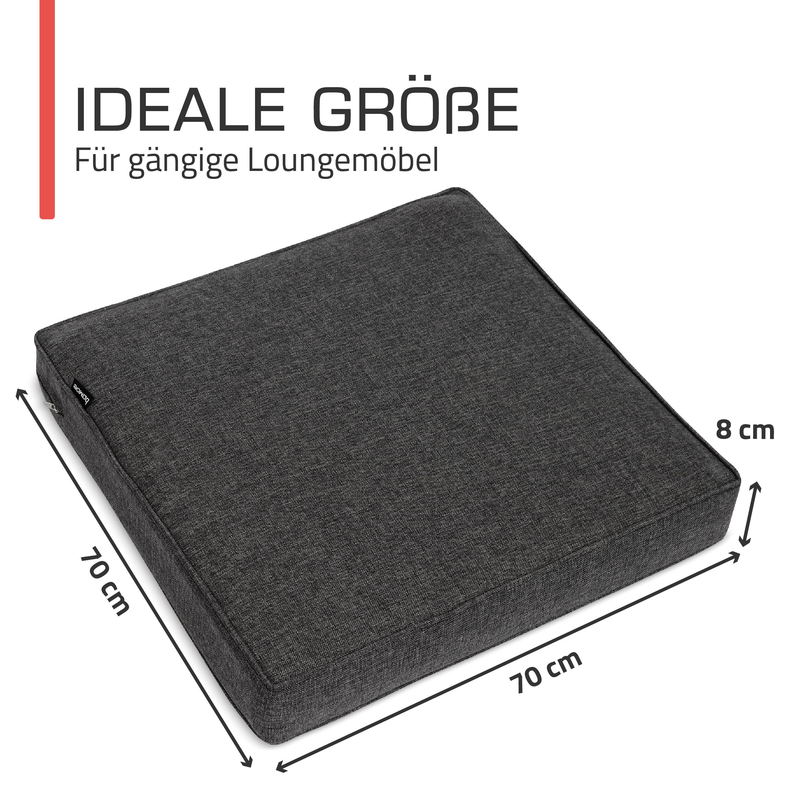 Outdoor Lounge Rückenkissen & Sitzkissen 8/10 cm dick Anthrazit - Loungekissen Ilano