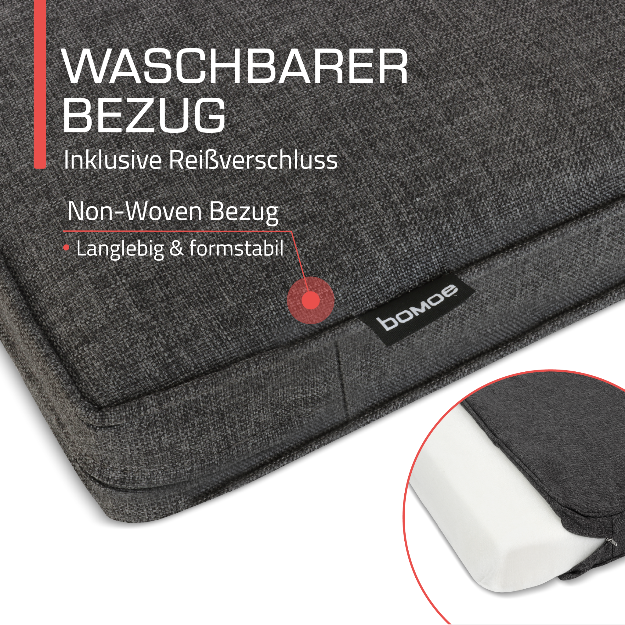 Outdoor Lounge Rückenkissen & Sitzkissen 8/10 cm dick Anthrazit - Loungekissen Ilano