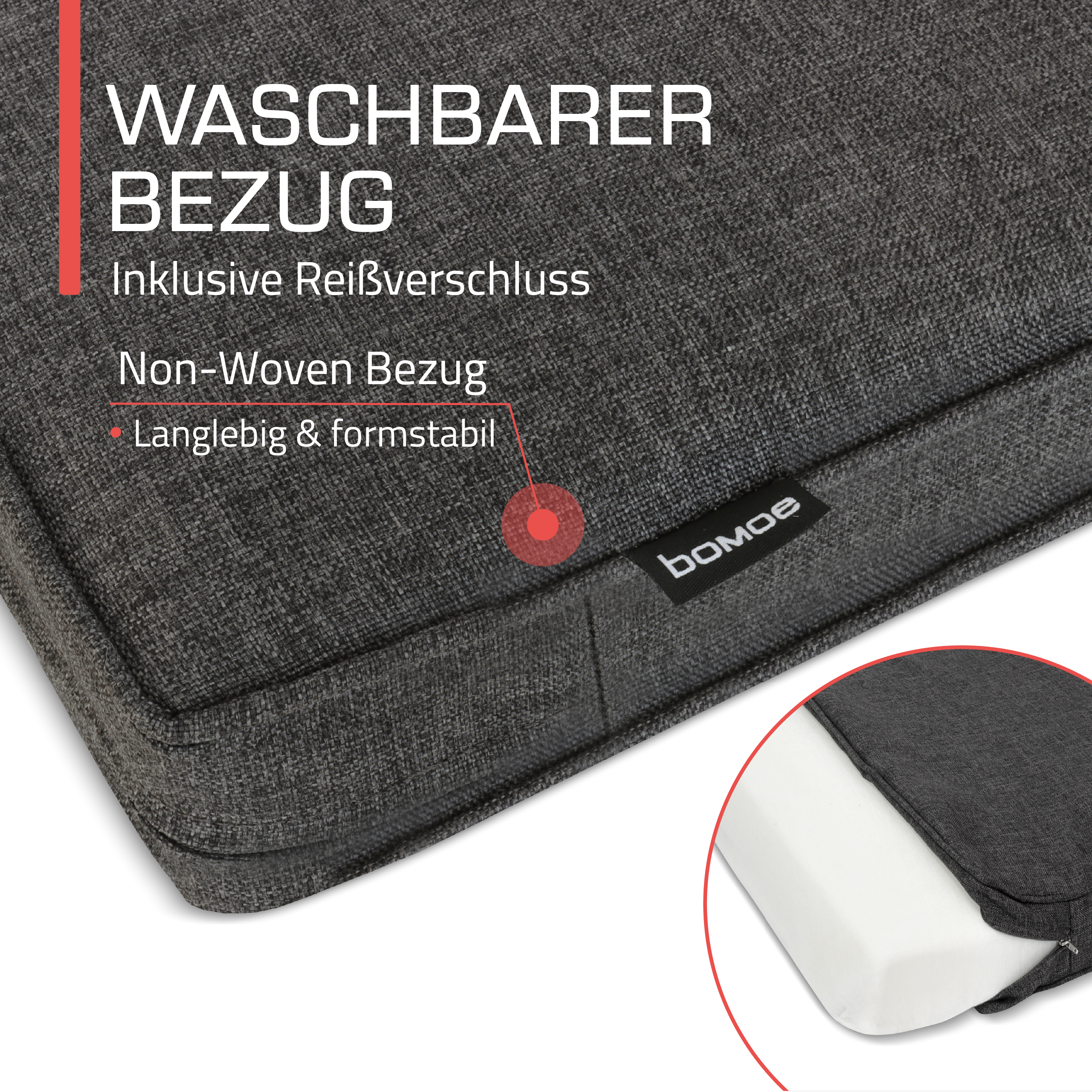 Outdoor Lounge Rückenkissen & Sitzkissen 8/10 cm dick Anthrazit - Loungekissen Ilano