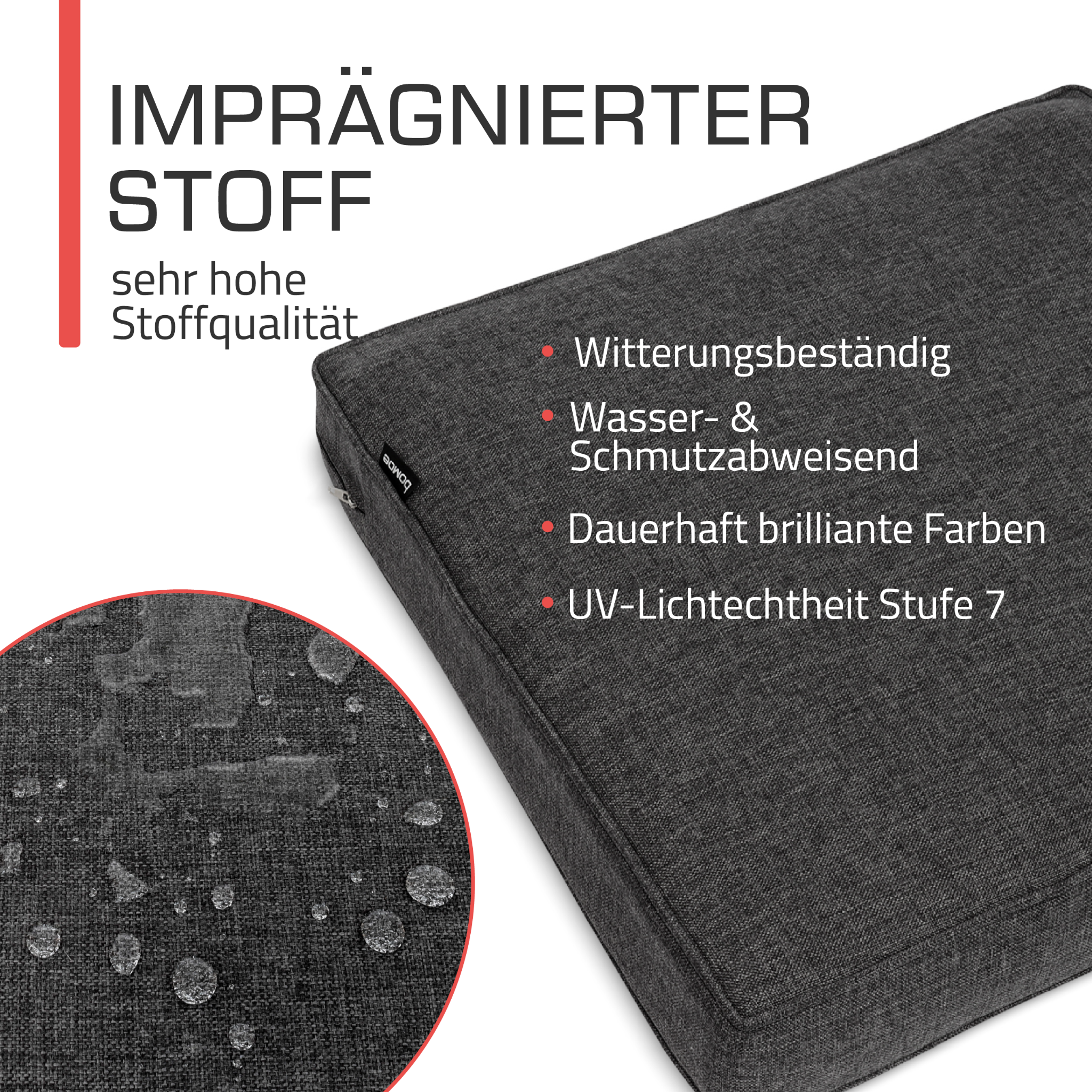 Outdoor Lounge Rückenkissen & Sitzkissen 8/10 cm dick Anthrazit - Loungekissen Ilano