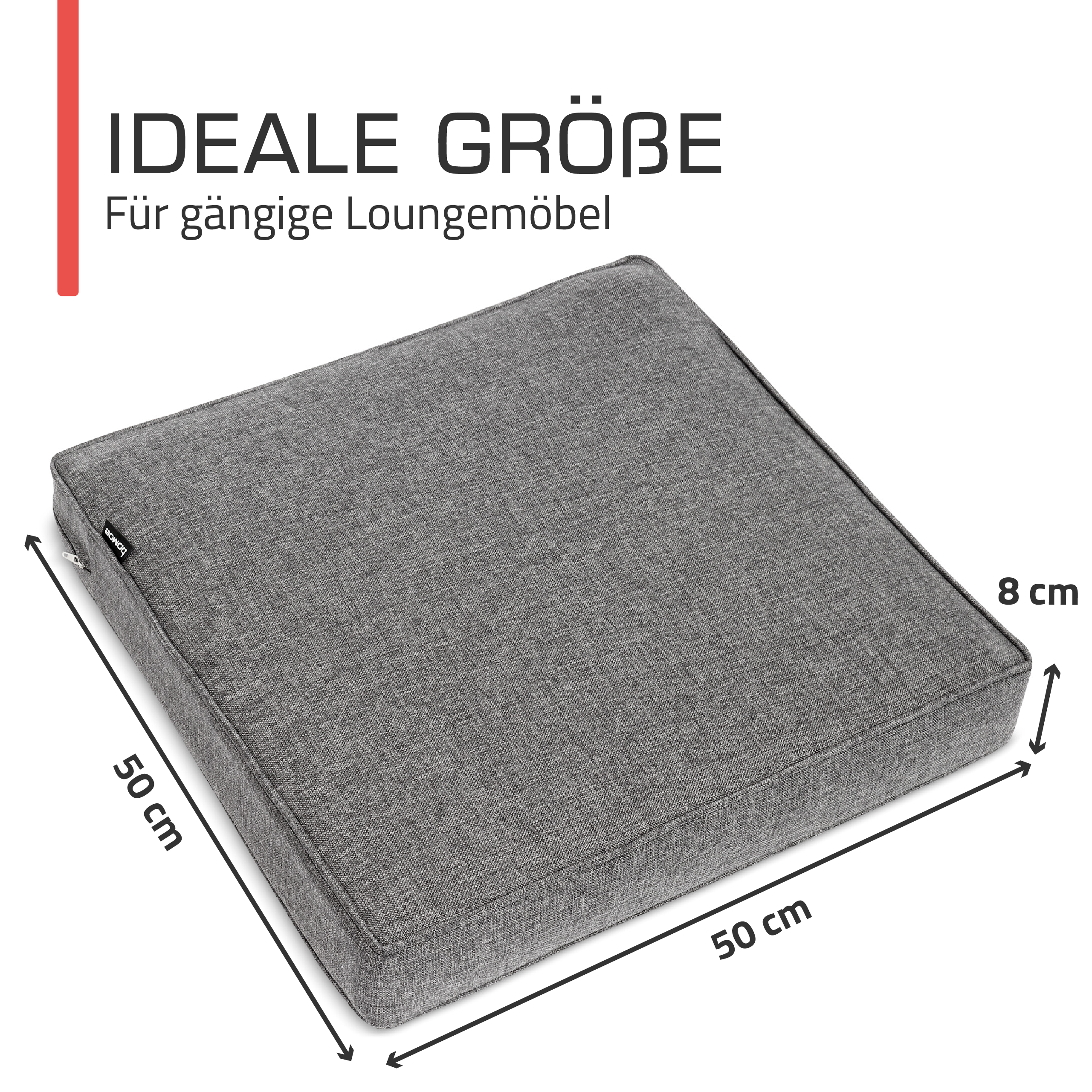 Outdoor Lounge Rückenkissen & Sitzkissen 10 cm dick Hellgrau - Loungekissen Ilano