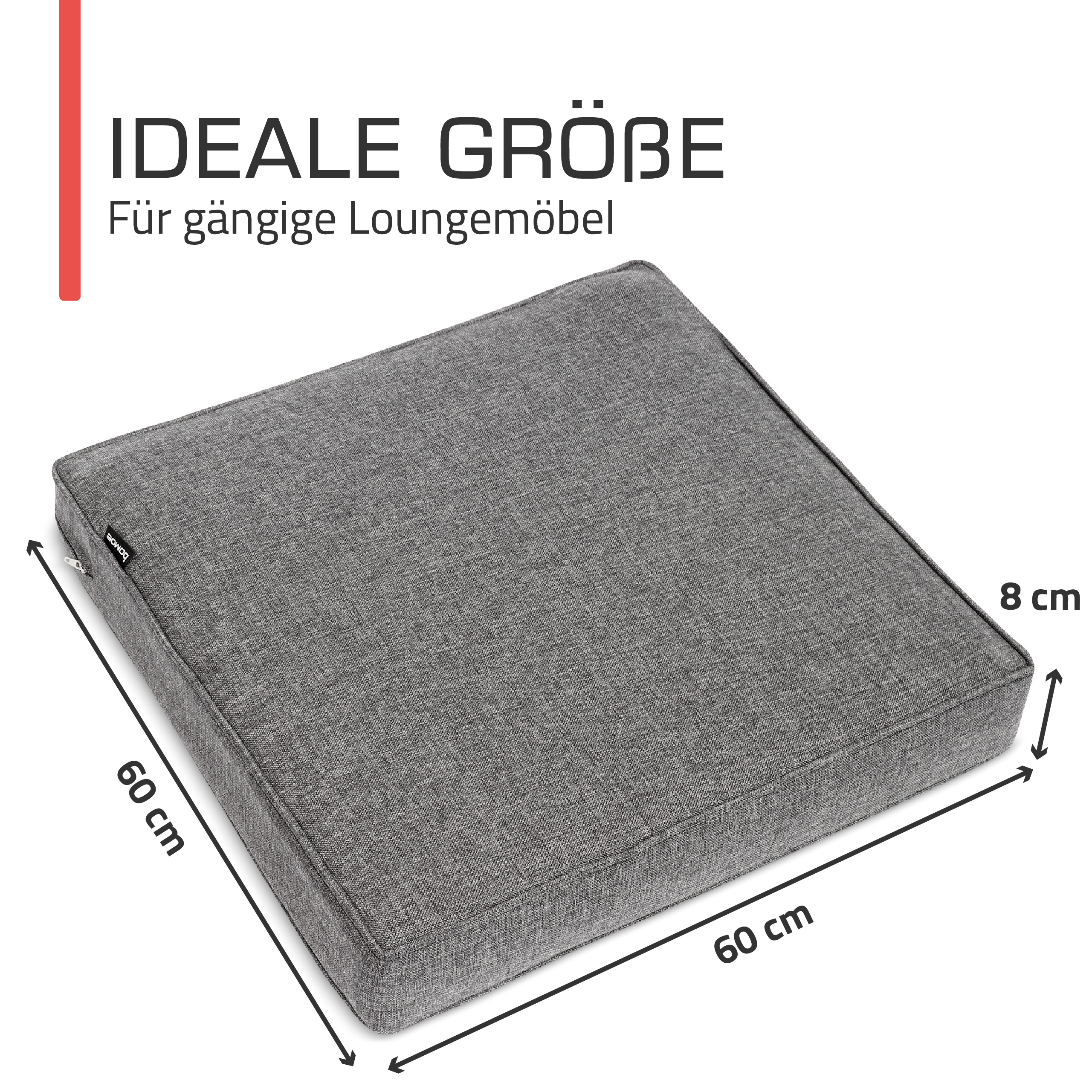 Outdoor Lounge Rückenkissen & Sitzkissen 10 cm dick Hellgrau - Loungekissen Ilano