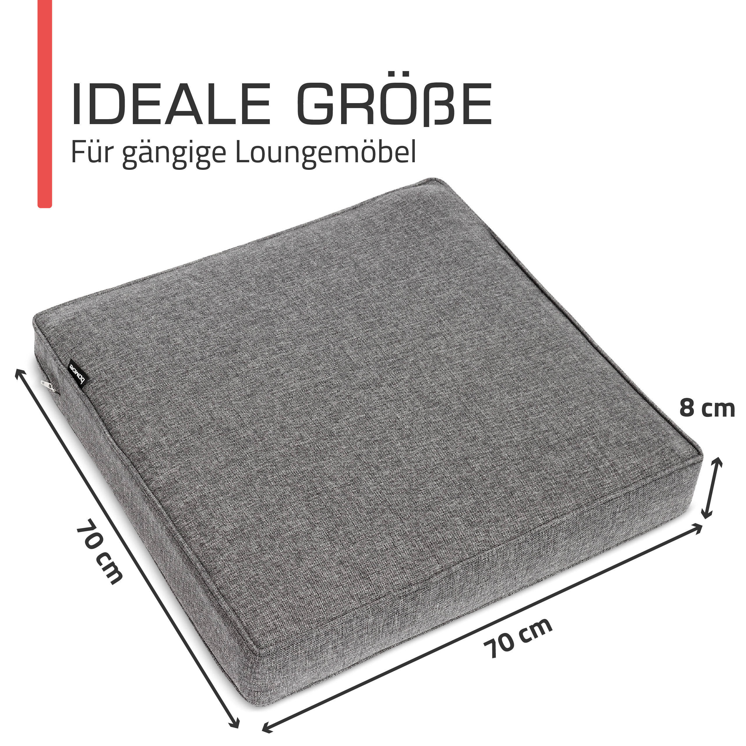Outdoor Lounge Rückenkissen & Sitzkissen 10 cm dick Hellgrau - Loungekissen Ilano