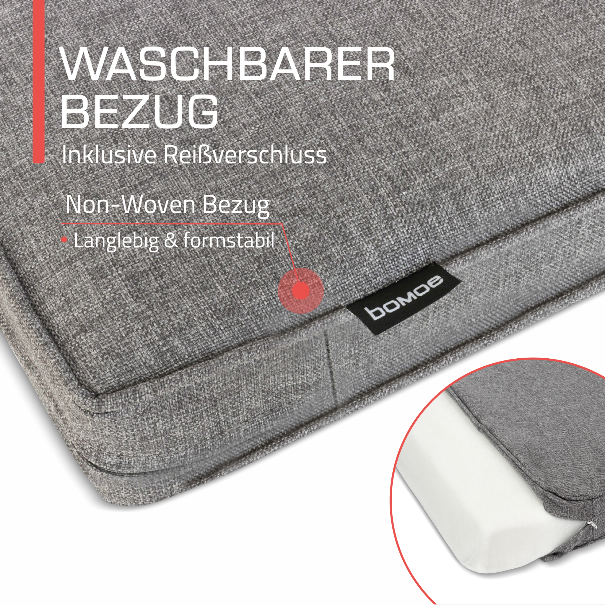Outdoor Lounge Rückenkissen & Sitzkissen 10 cm dick Hellgrau - Loungekissen Ilano