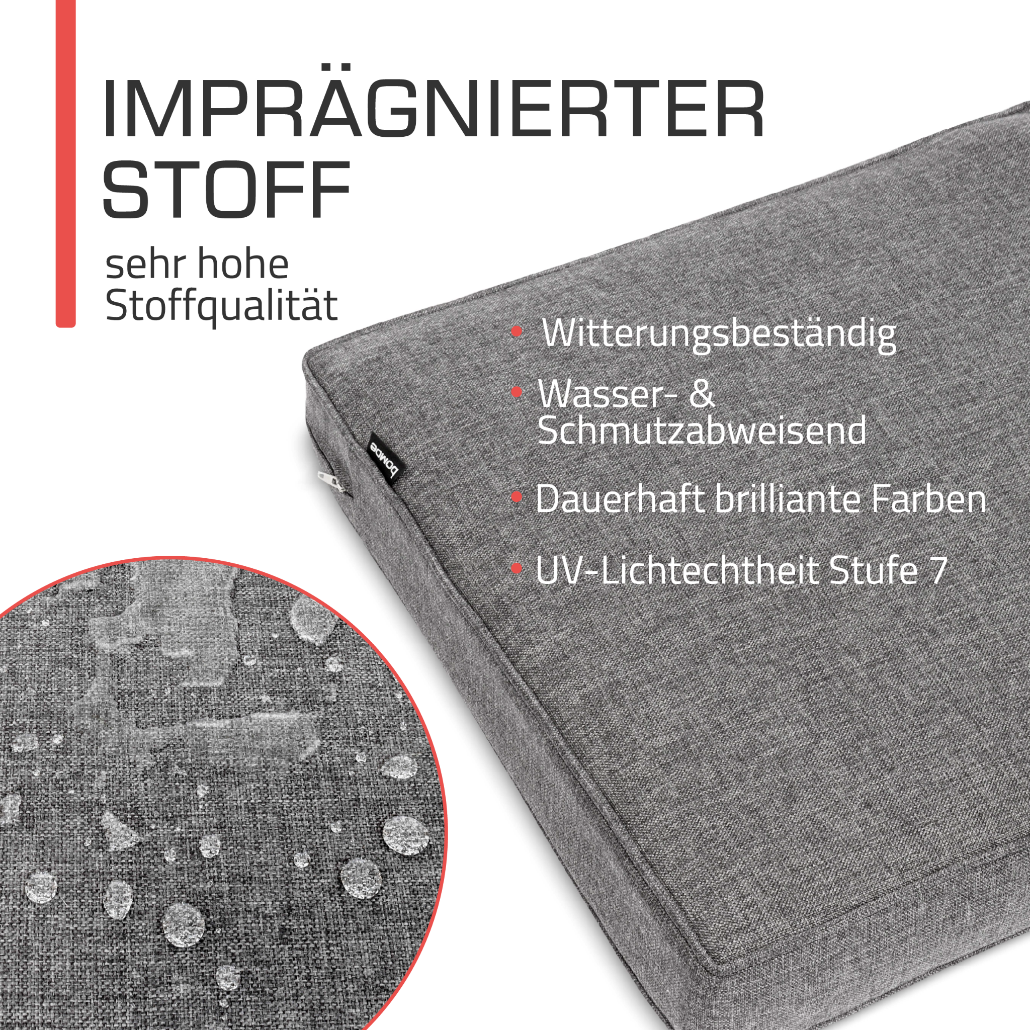 Outdoor Lounge Rückenkissen & Sitzkissen 10 cm dick Hellgrau - Loungekissen Ilano
