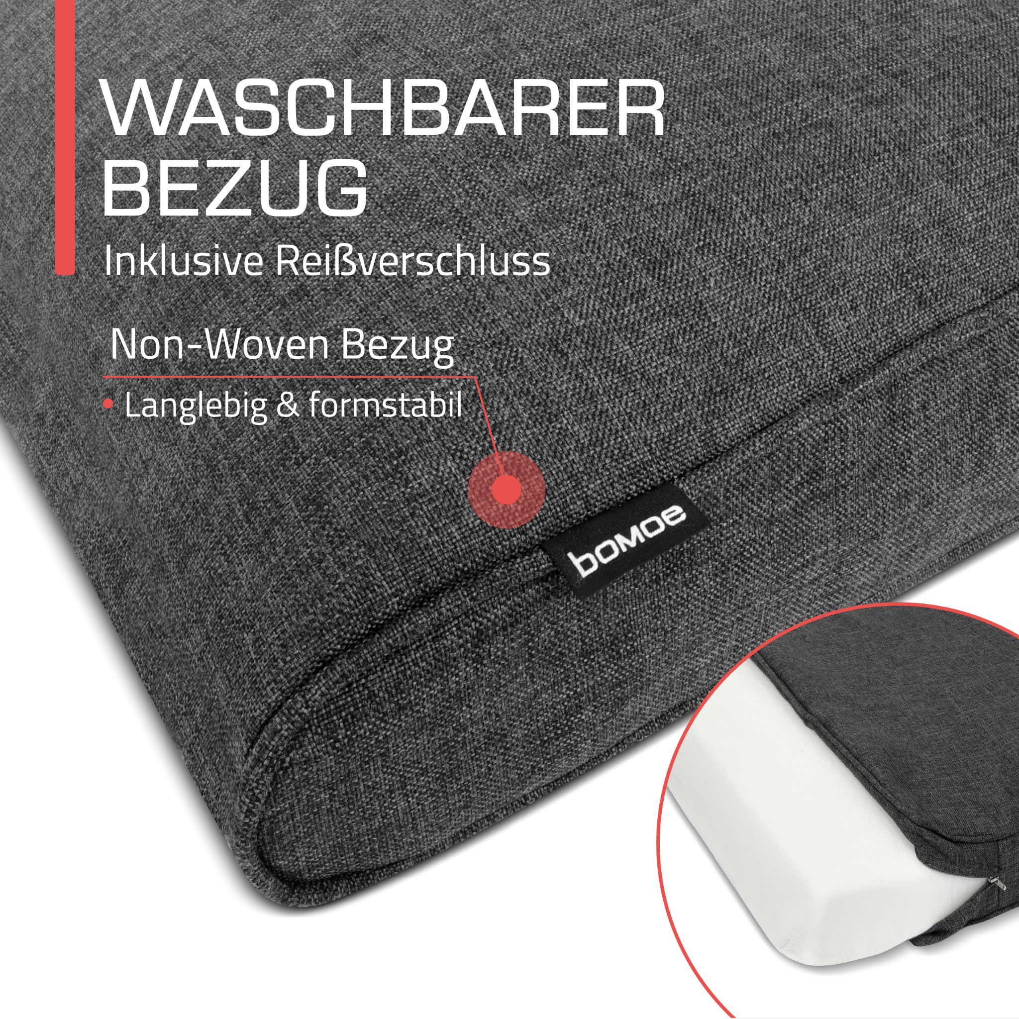 Outdoor Lounge Rückenkissen & Sitzkissen 8/10 cm dick Anthrazit - Loungekissen Ilano