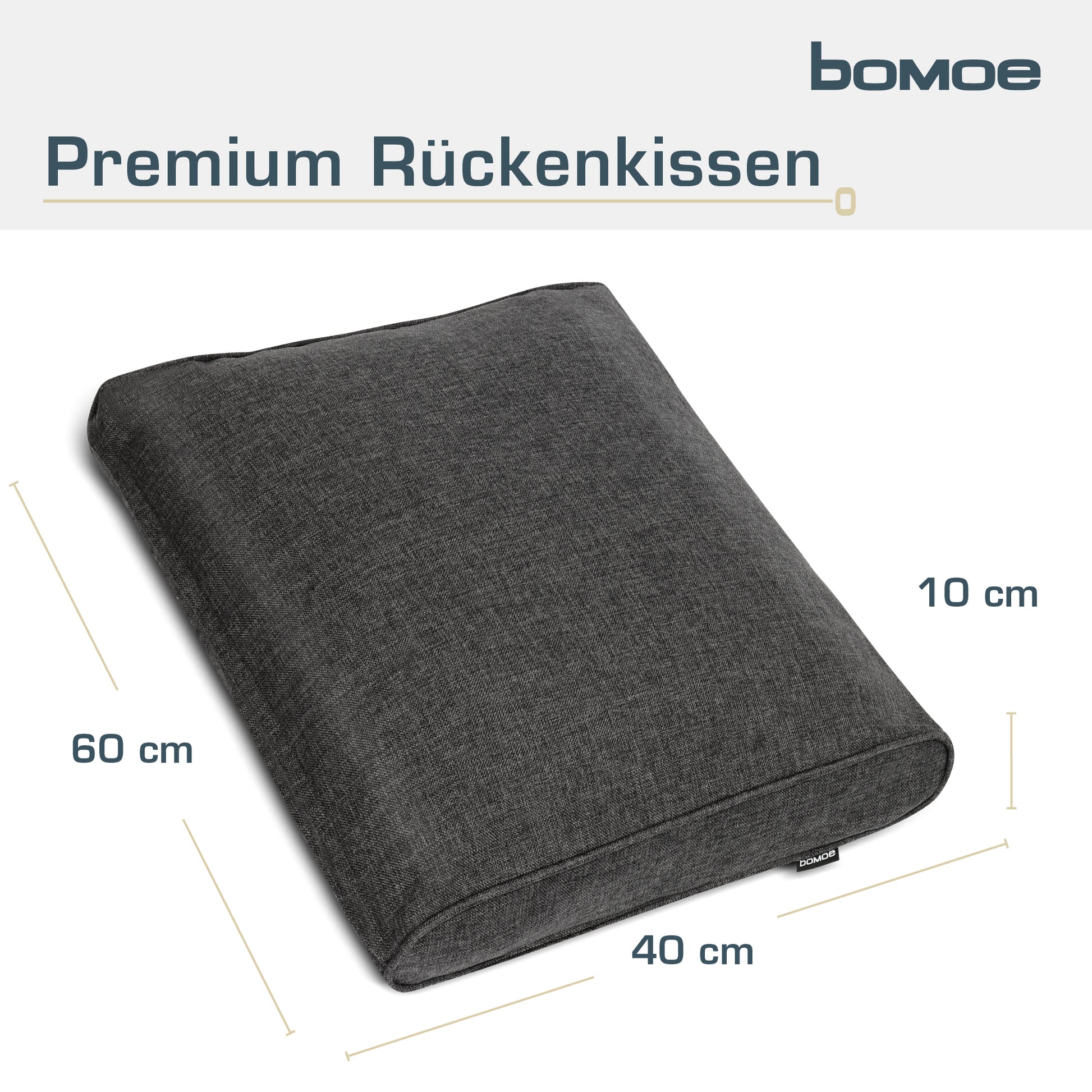 bomoe Outdoor Lounge Rückenkissen & Sitzkissen 8/10 cm dick Anthrazit 